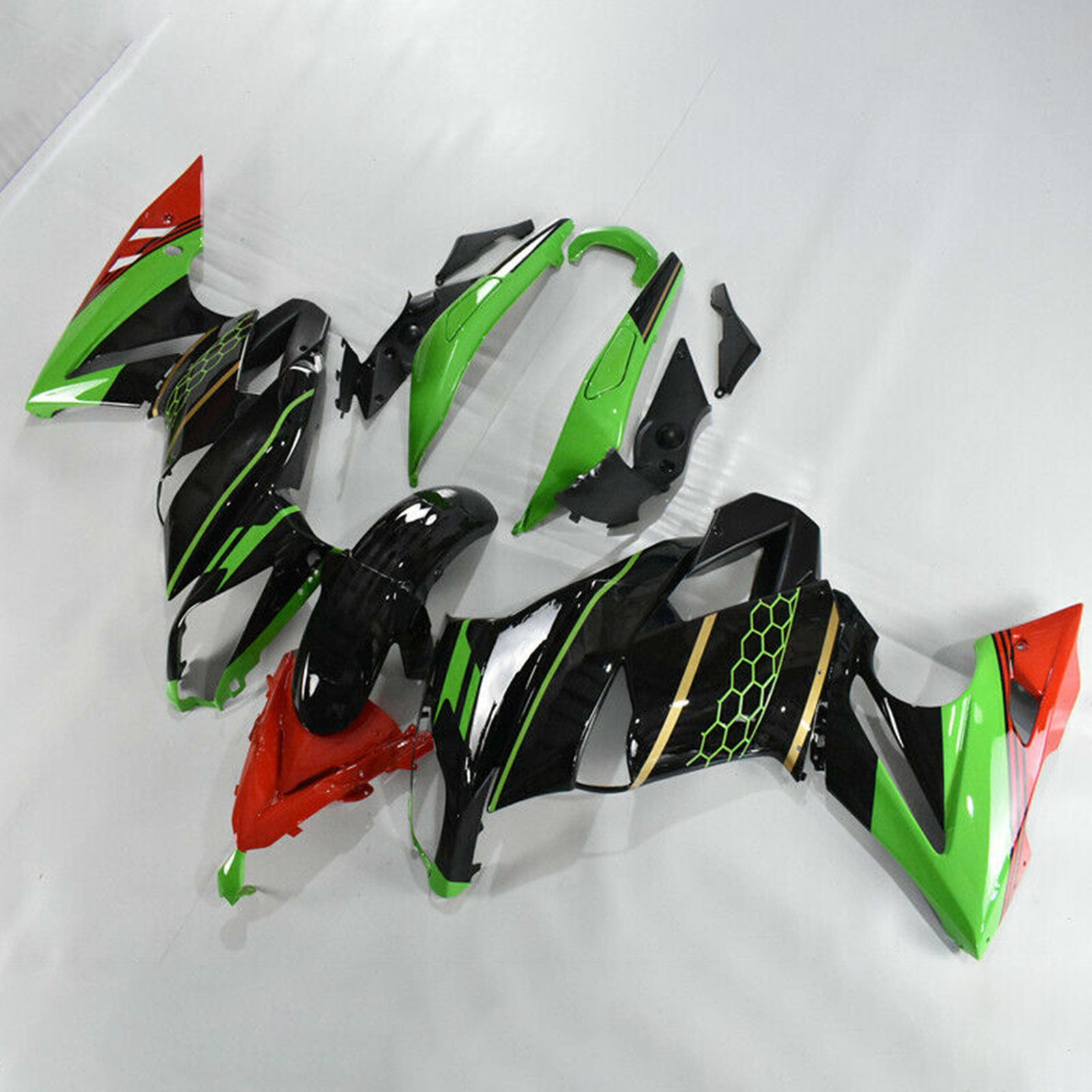 Amotopart 2009-2011 Kawasaki Ninja 650 EX650 Black&Green Fairing Kit