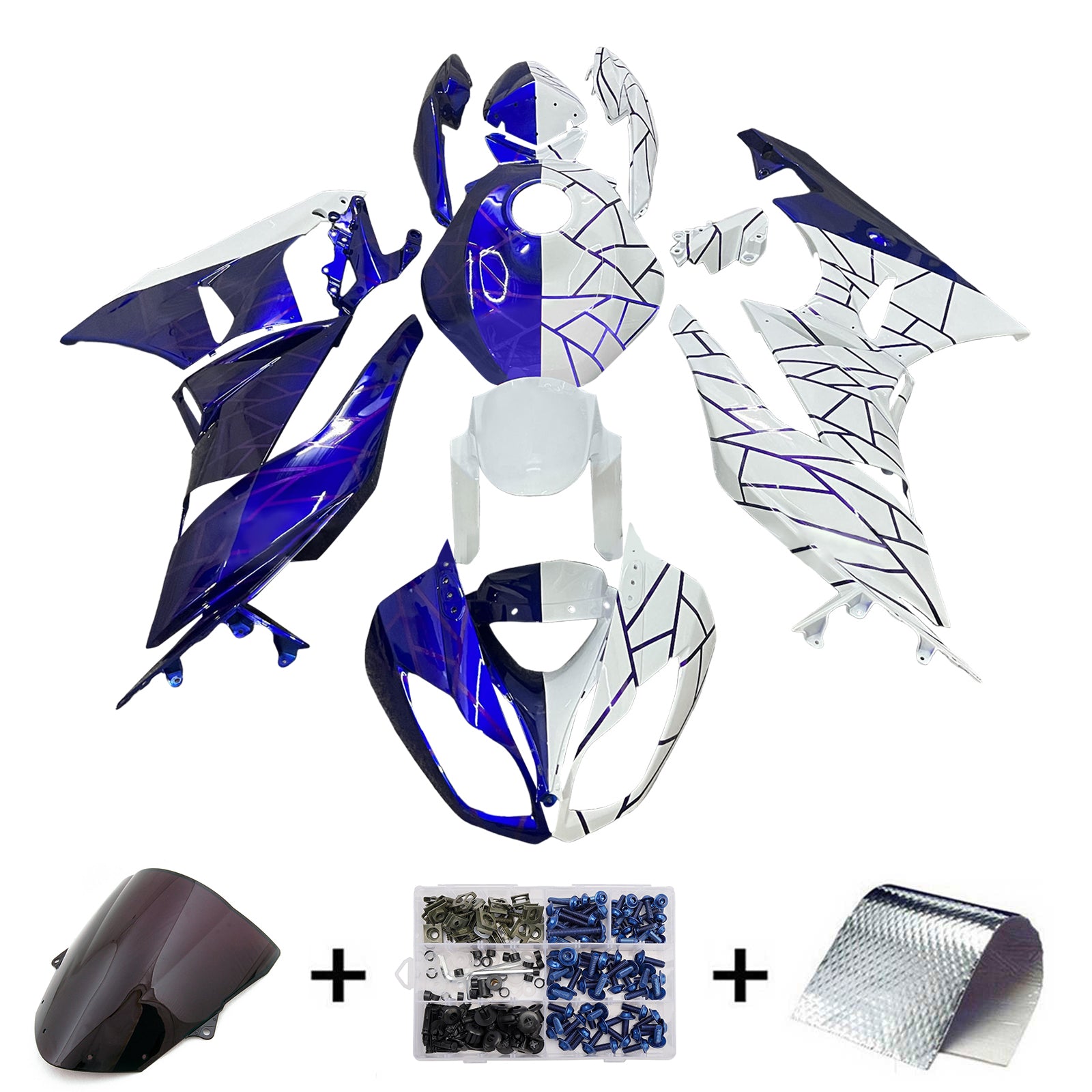 Amotopart 2009-2012 Kawasaki ZX6R 636 Blue White Fairing Kit