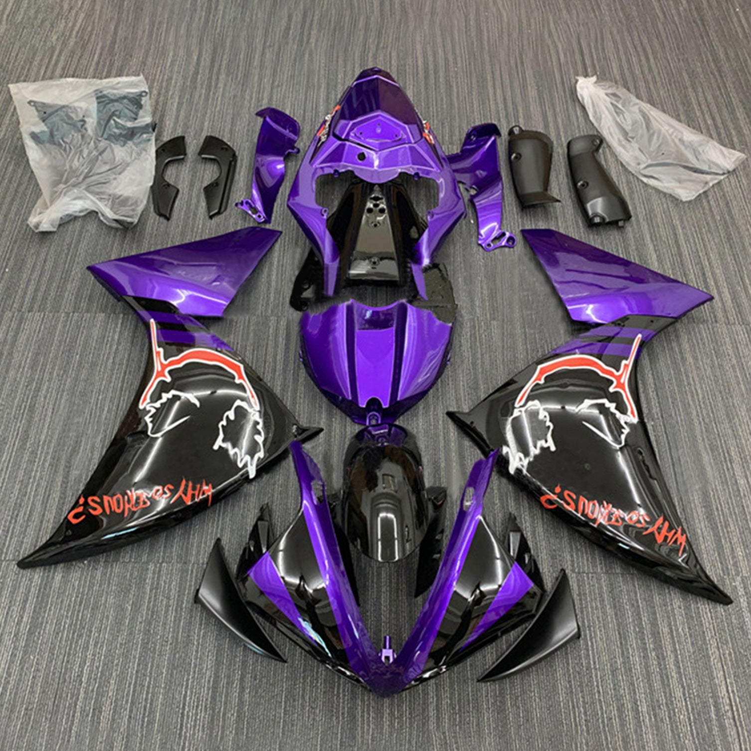 Amotopart 2012-2014 Yamaha YZF 1000 R1 Black Blue Purple Fairing Kit