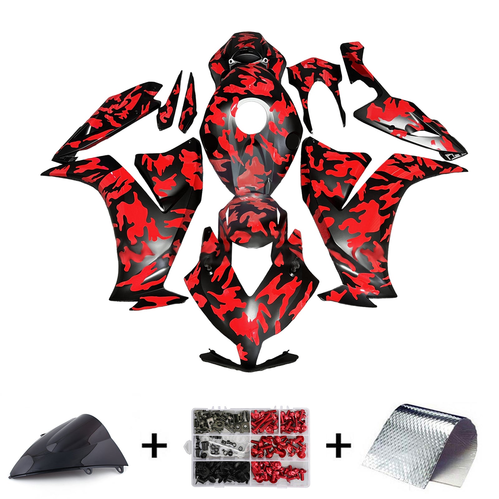 Amotopart 2012-2016 Honda CBR1000RR Black Red Fairring Kit
