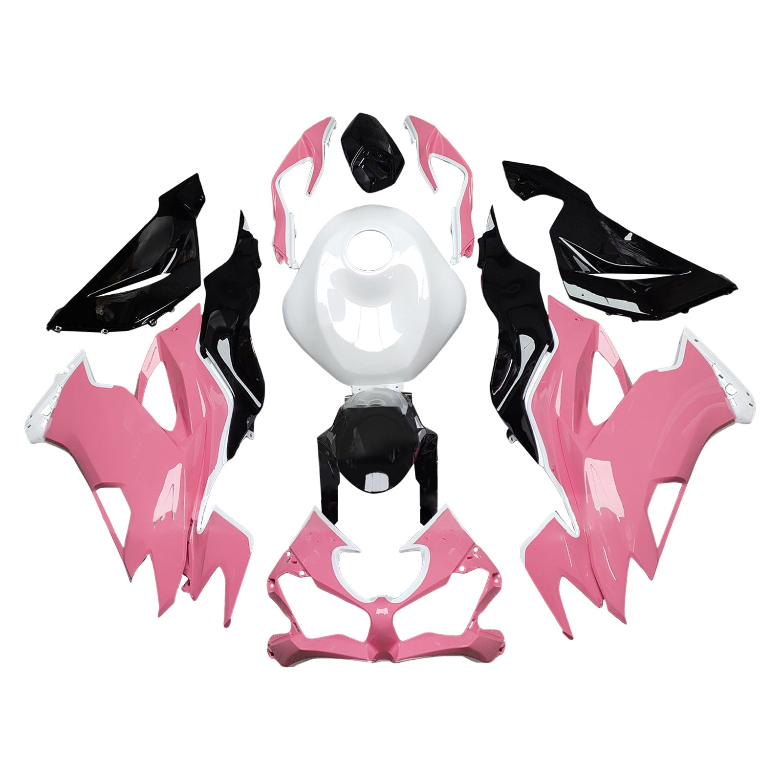 Amotopart 2019-2023 Kawasaki ZX6R Black Pink White Fairing Kit