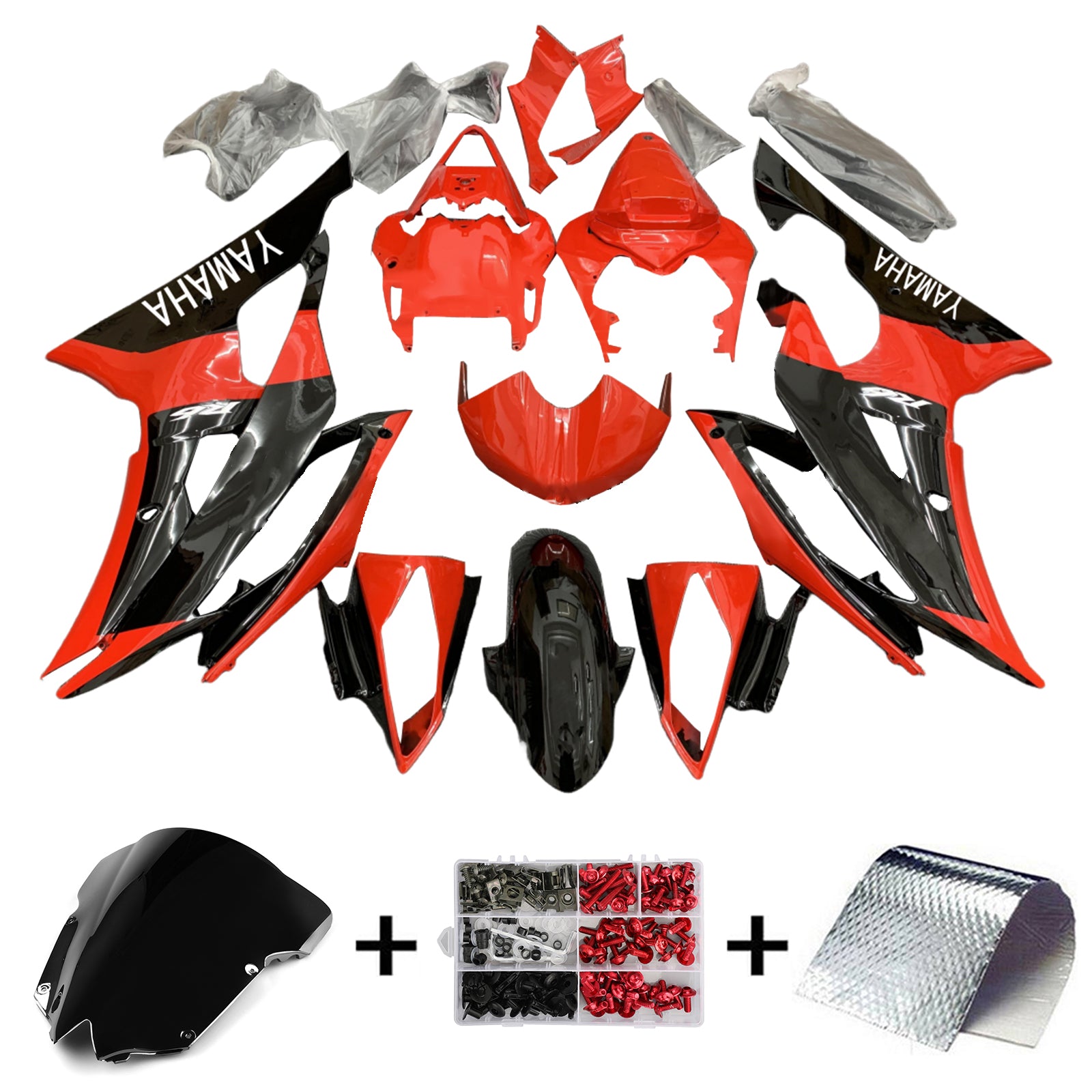 Amotopart 2008-2016 Yamaha YZF 600 R6 Orange Black Silver Fairing Kit