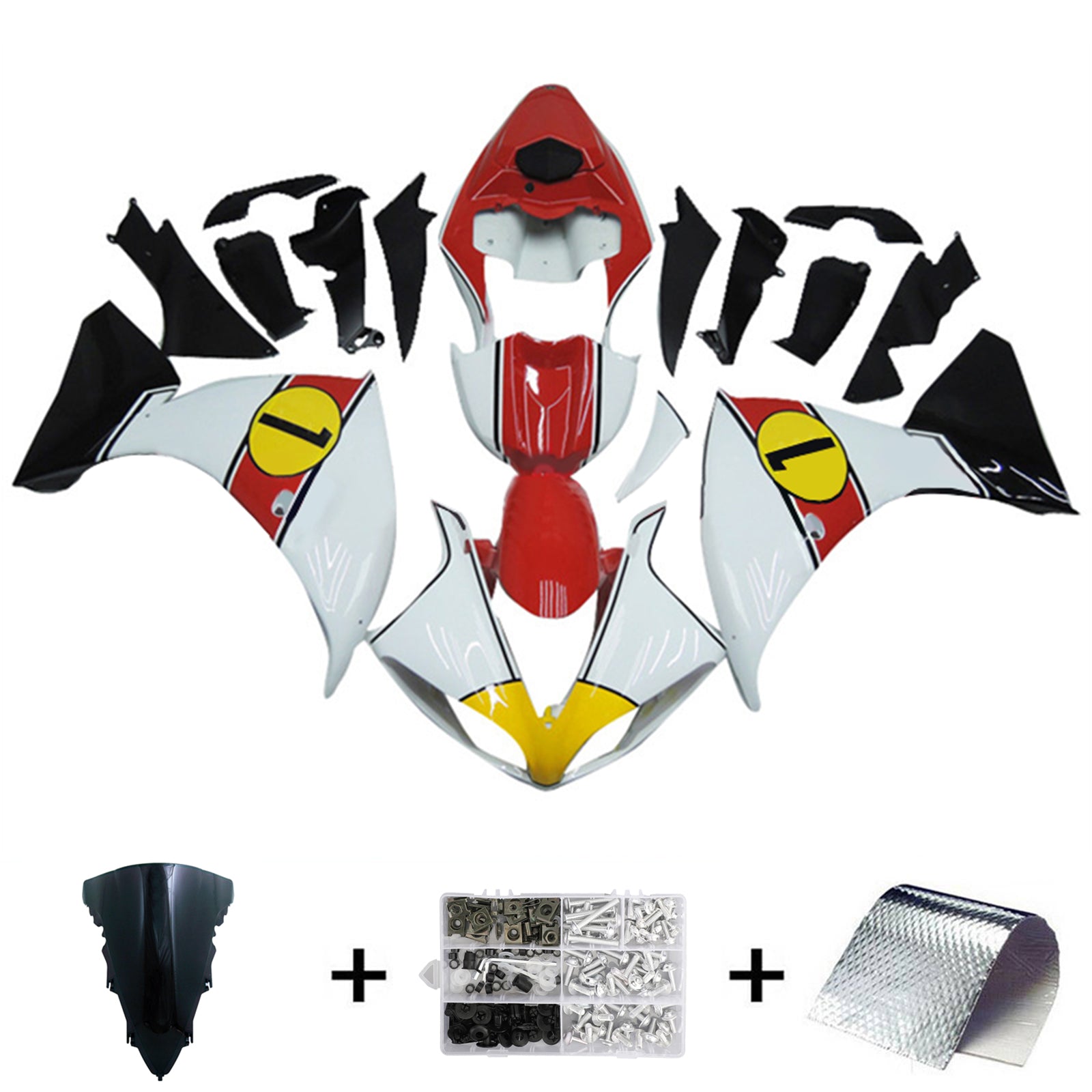 Amotopart 2009-2011 Yamaha YZF 1000 R1 Red&Yellow Fairing Kit