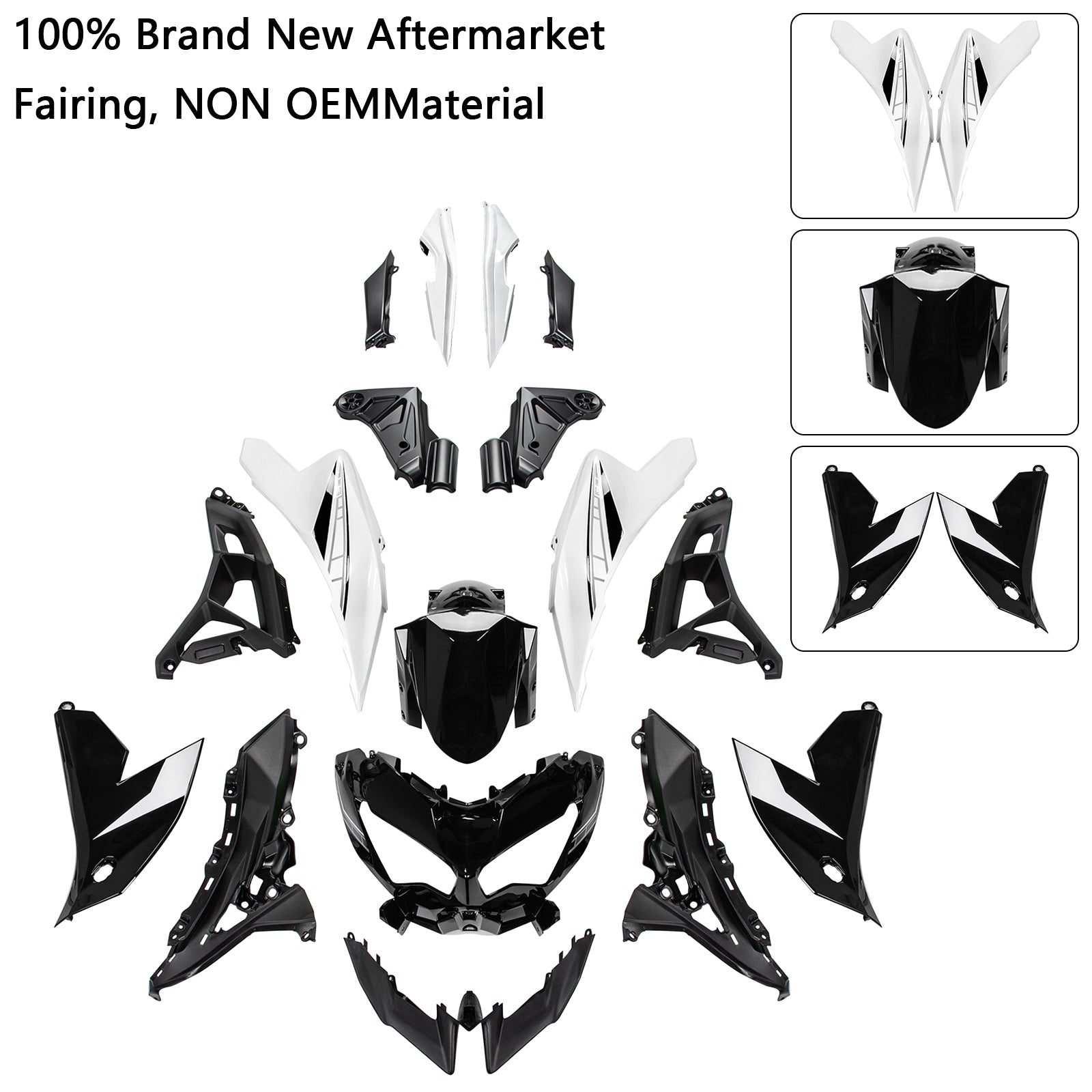 Amotopart 2022-2024 Kawasaki VERSYS 650 KLE ABS Black-White Fairing Kit