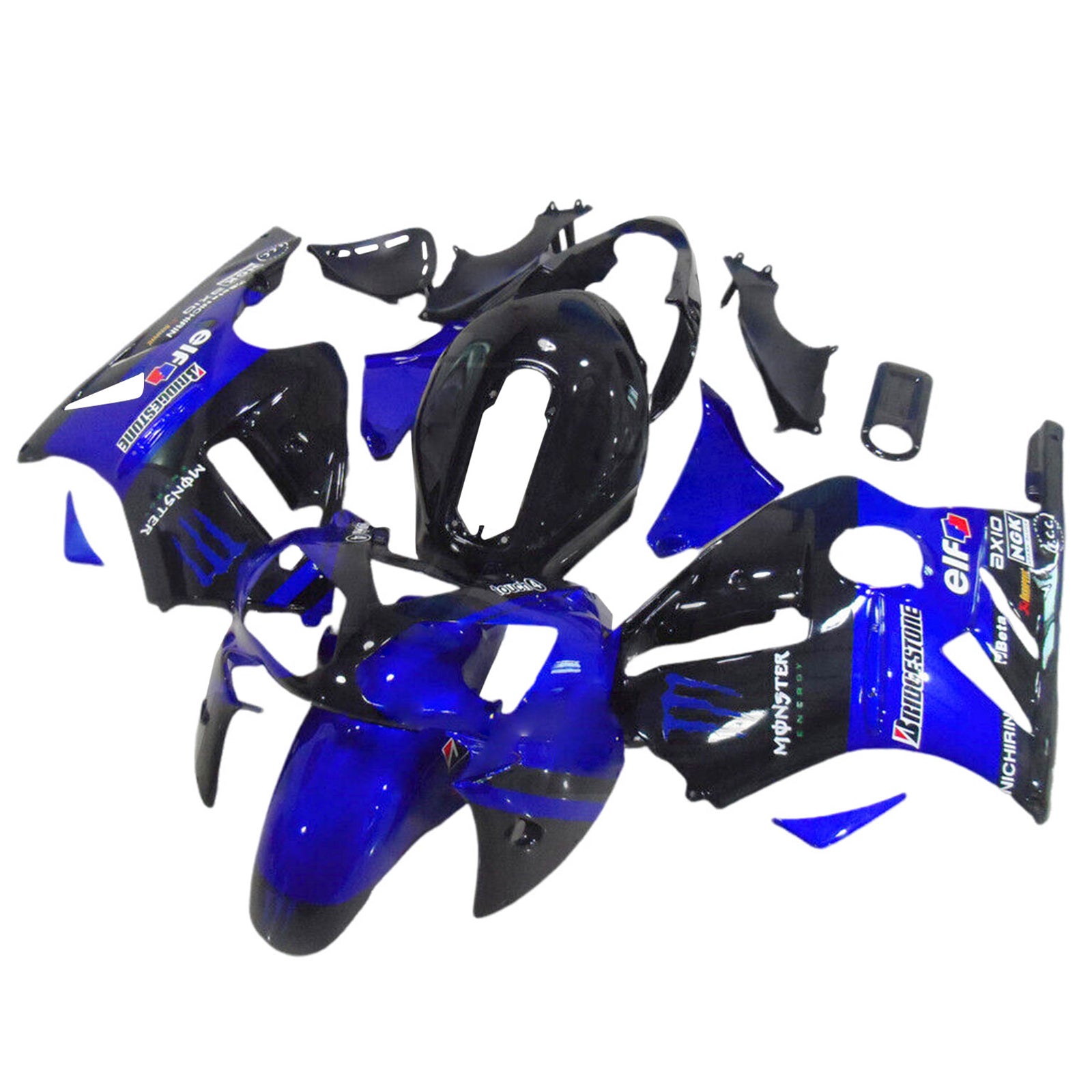 Amotopart 2002-2005  Kawasaki ZX12R Black Blue & White Fairing Kit