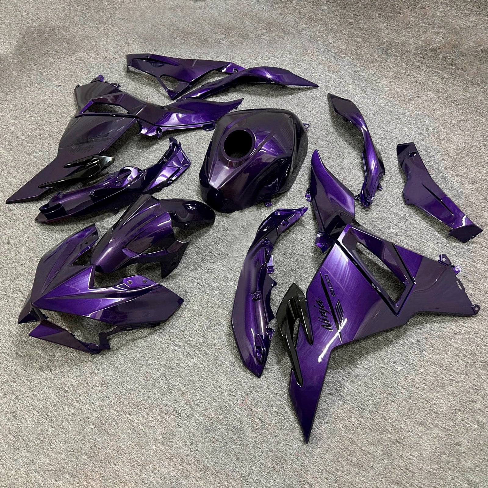 Amotopart 2024-2025 Kawasaki Ninja 500 Glossy Purple Fairing Kit