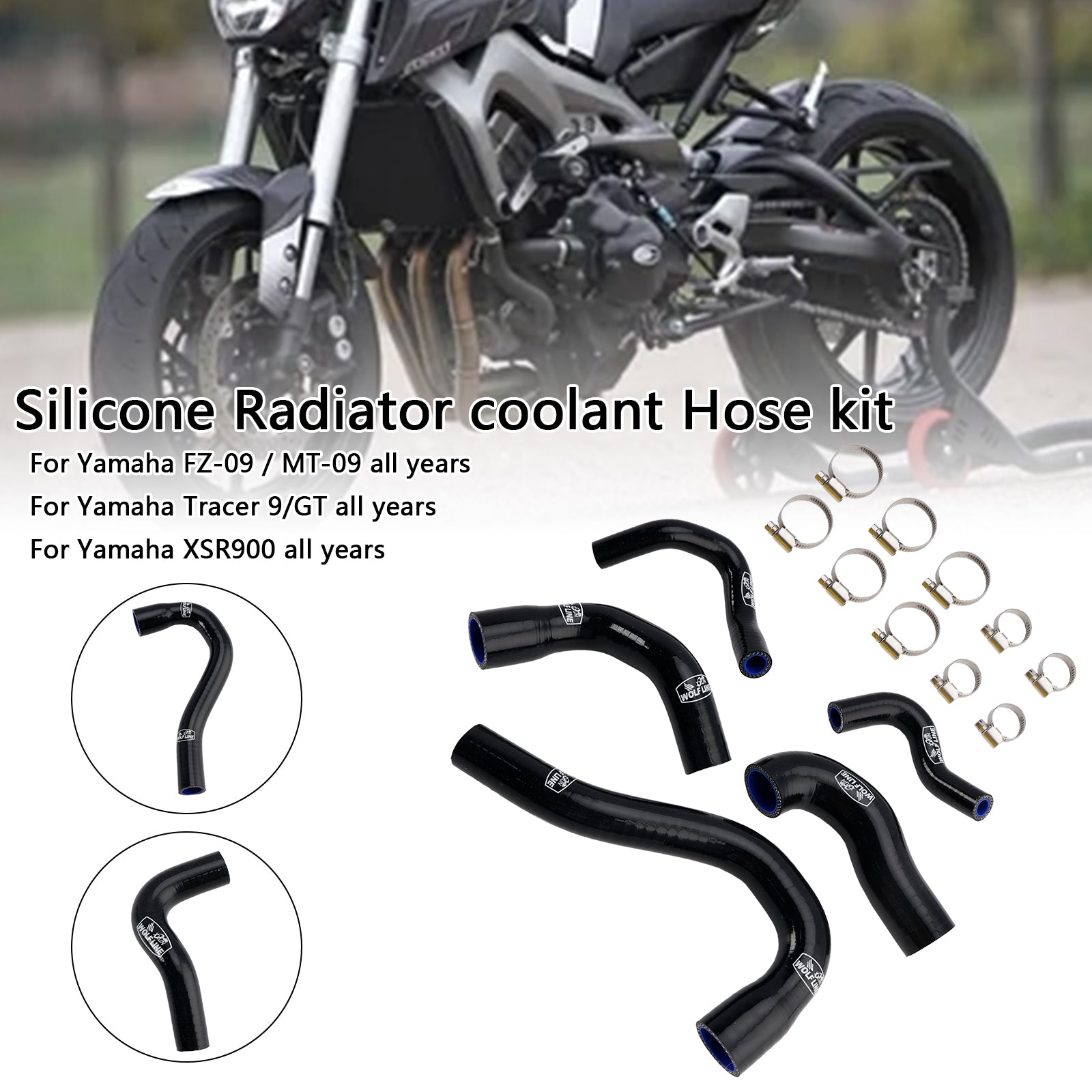 All Years Yamaha MT-09 XSR900 Tracer 9/GT Silicone Radiator coolant Hose