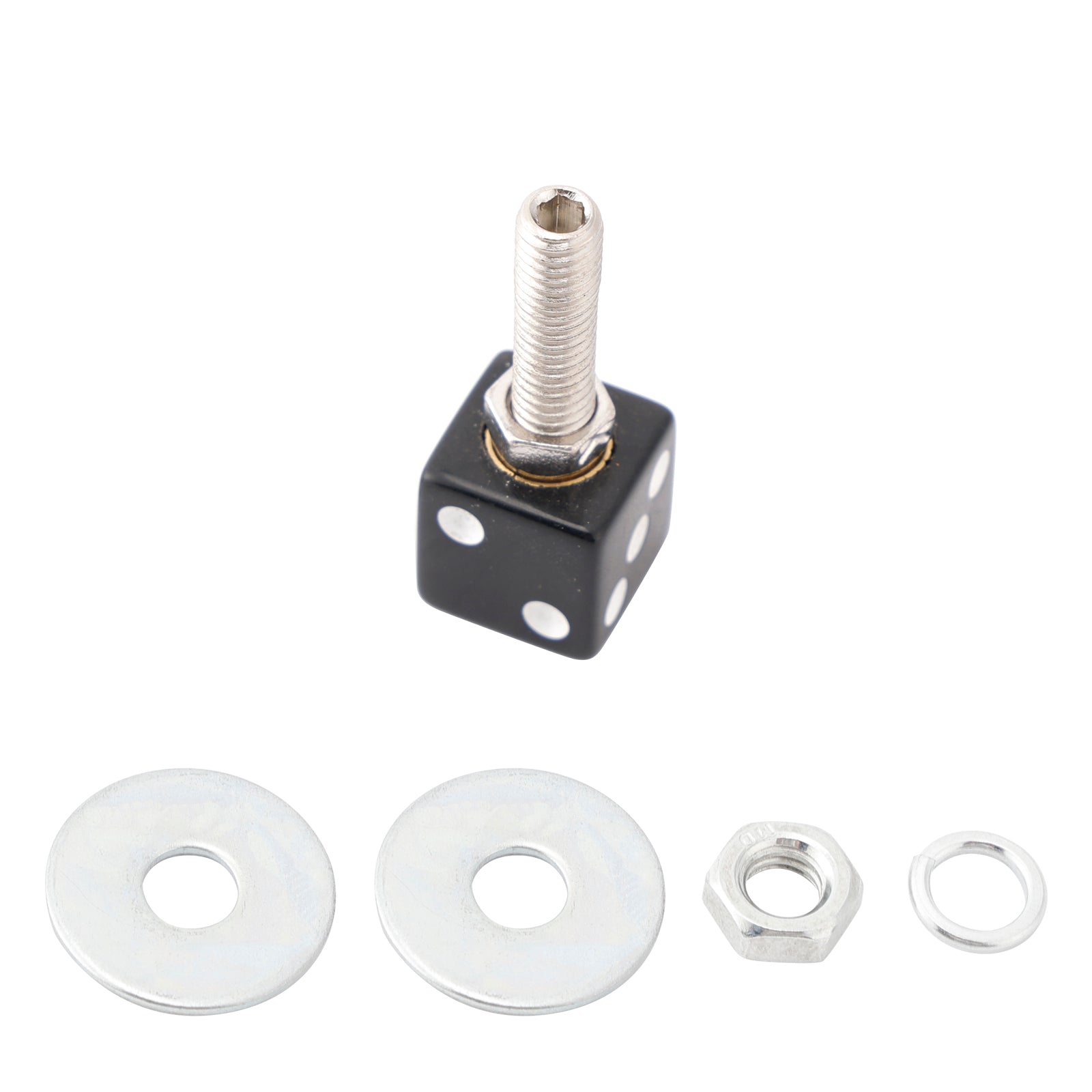 2x Motorcycle Bike Plastic Black Dice License Plate Bolt On Screw On Frame Nut