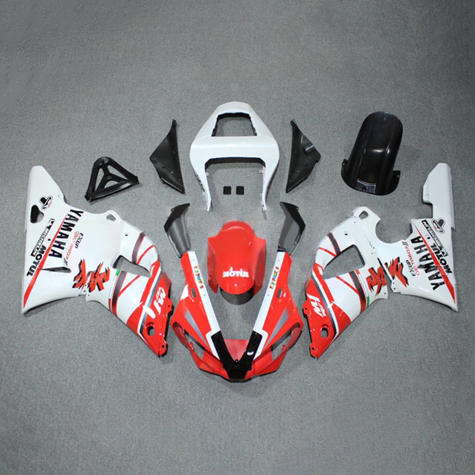 Amotopart 2000-2001 YZF 1000 R1 Yamaha Rojo y Blanco Style3 Kit de carenado