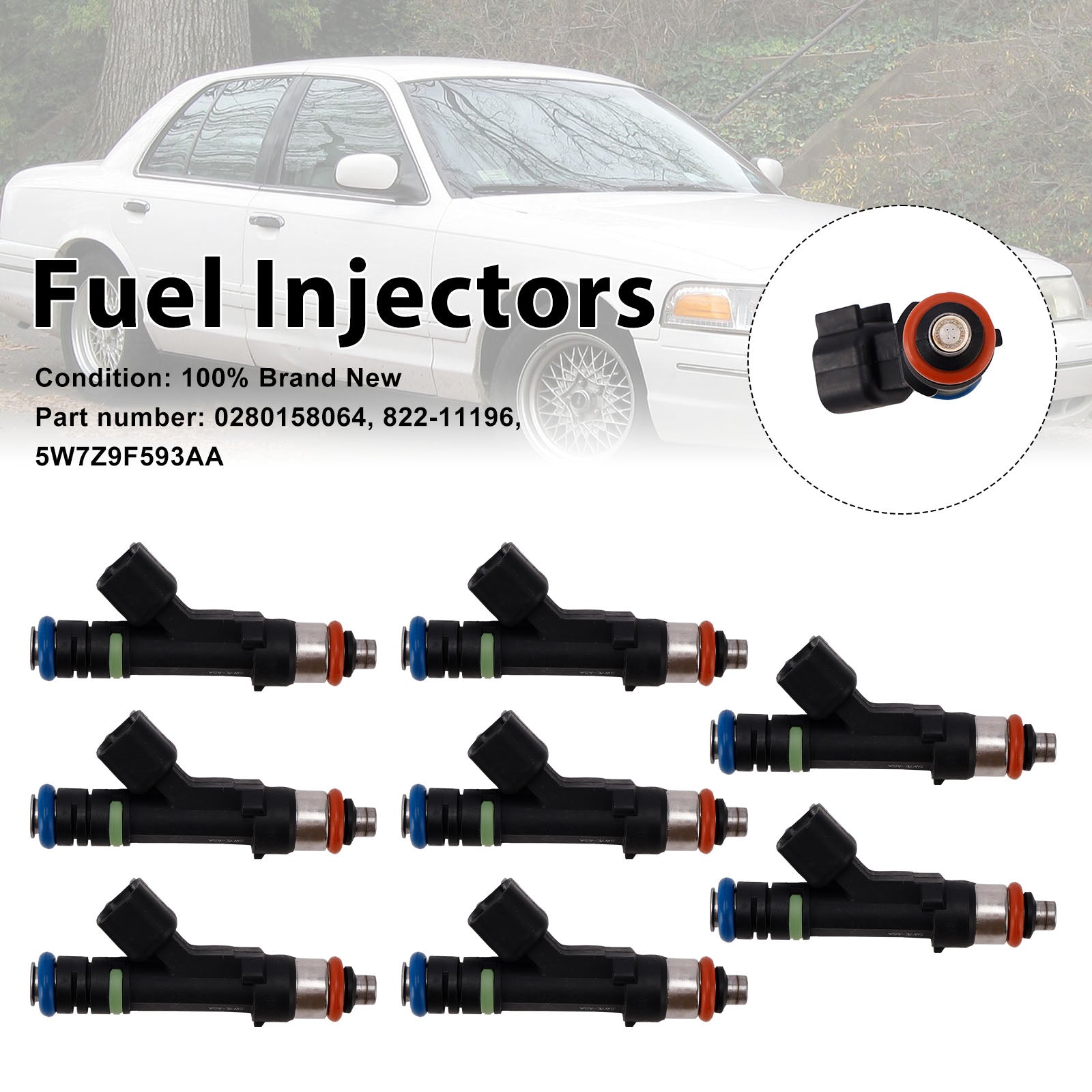 Mercury Grand Marquis Ford 8PC 5W7Z9F593AA Brandstofinjectoren 0280158064