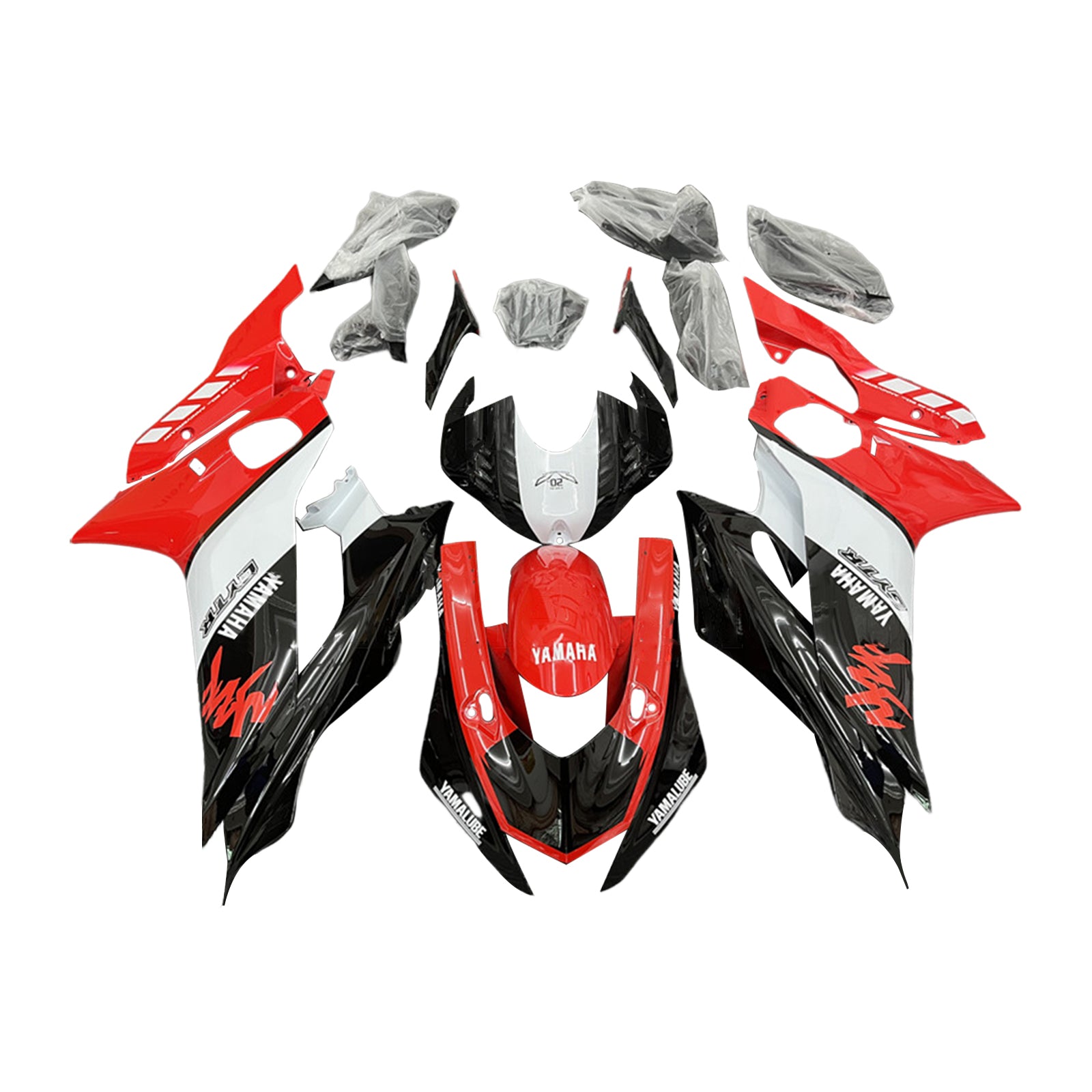 Kit de carénage Amotopart Yamaha YZF-R6 2017-2023 rouge et noir