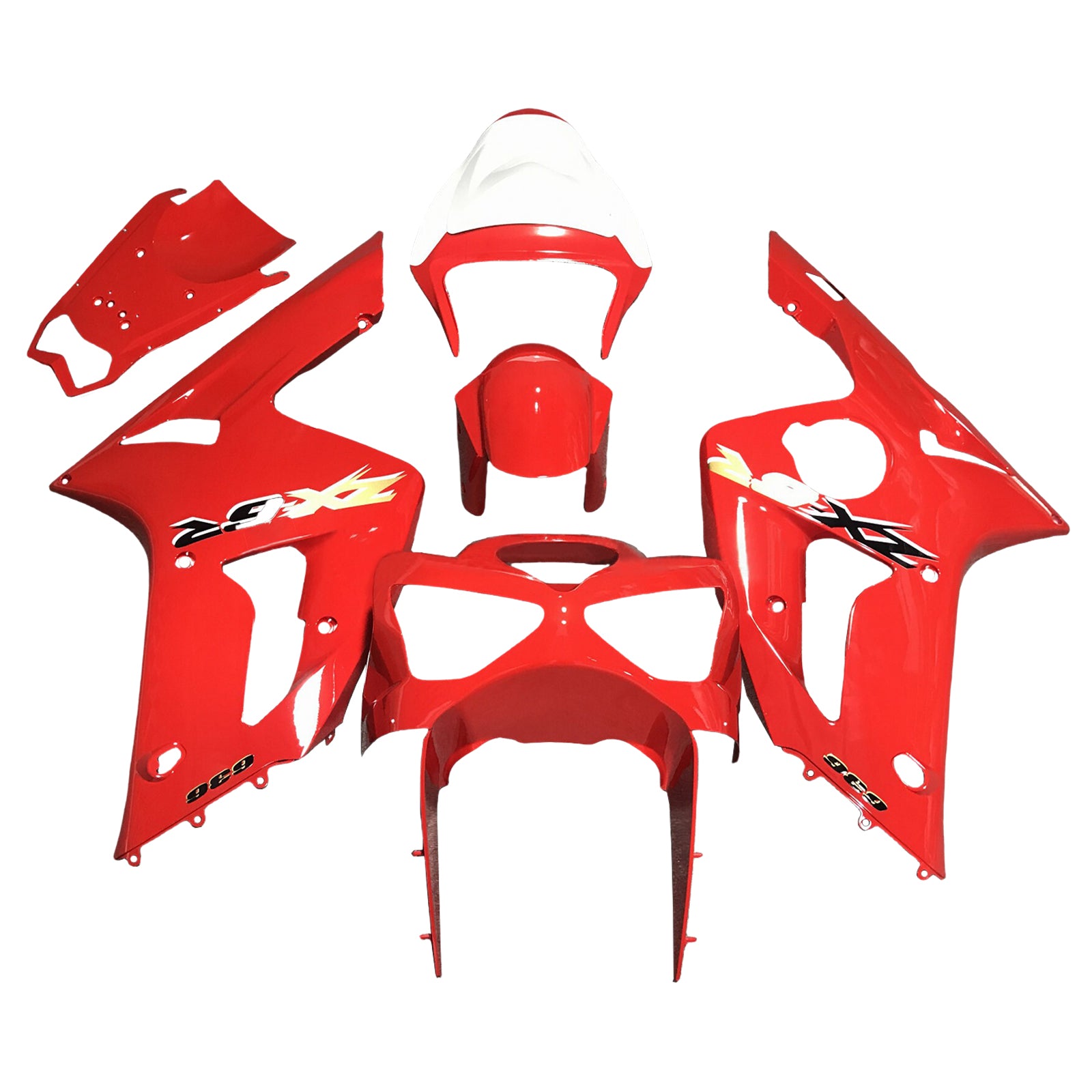 Amotopart 2003-2004 Kawasaki ZX6R 636 Rot Goldverkleidungskit