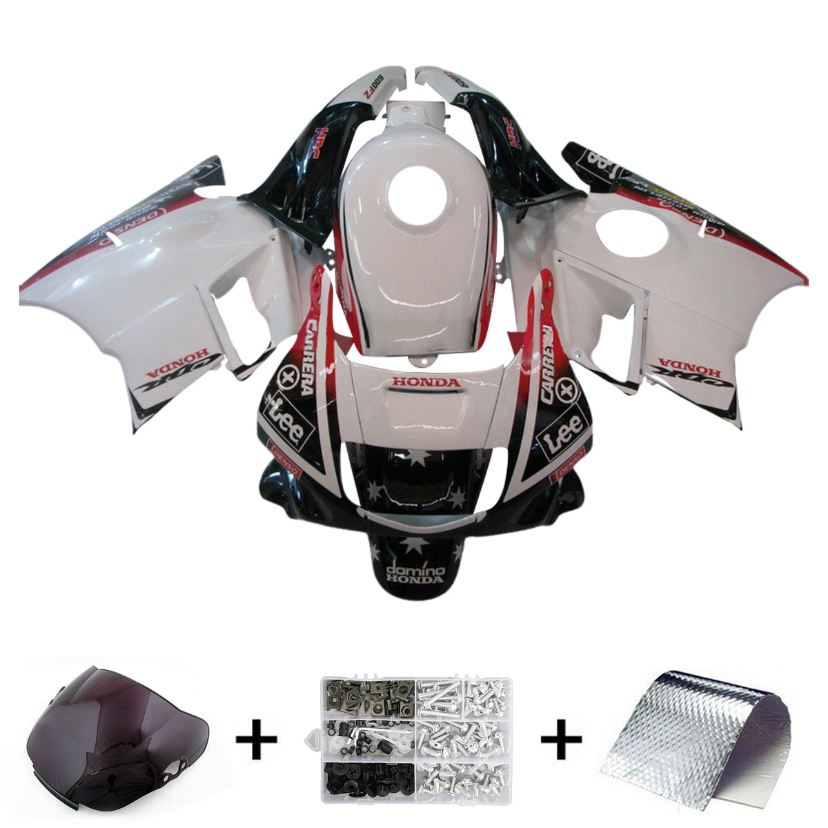 Amotopart 1991-1994 ホンダ CBR600 F2 ホワイト ブラック フェアリングキット