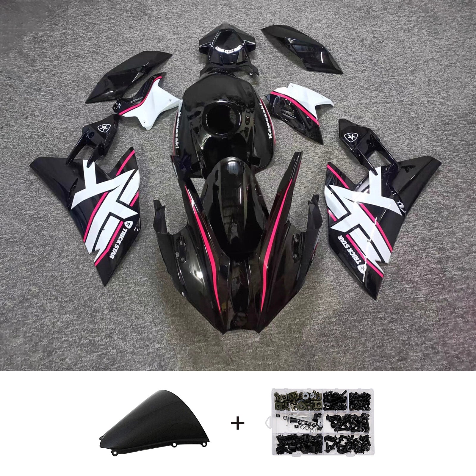Amotopart 2015-2022 Kawasaki Ninja H2 Black White Fairing Kit