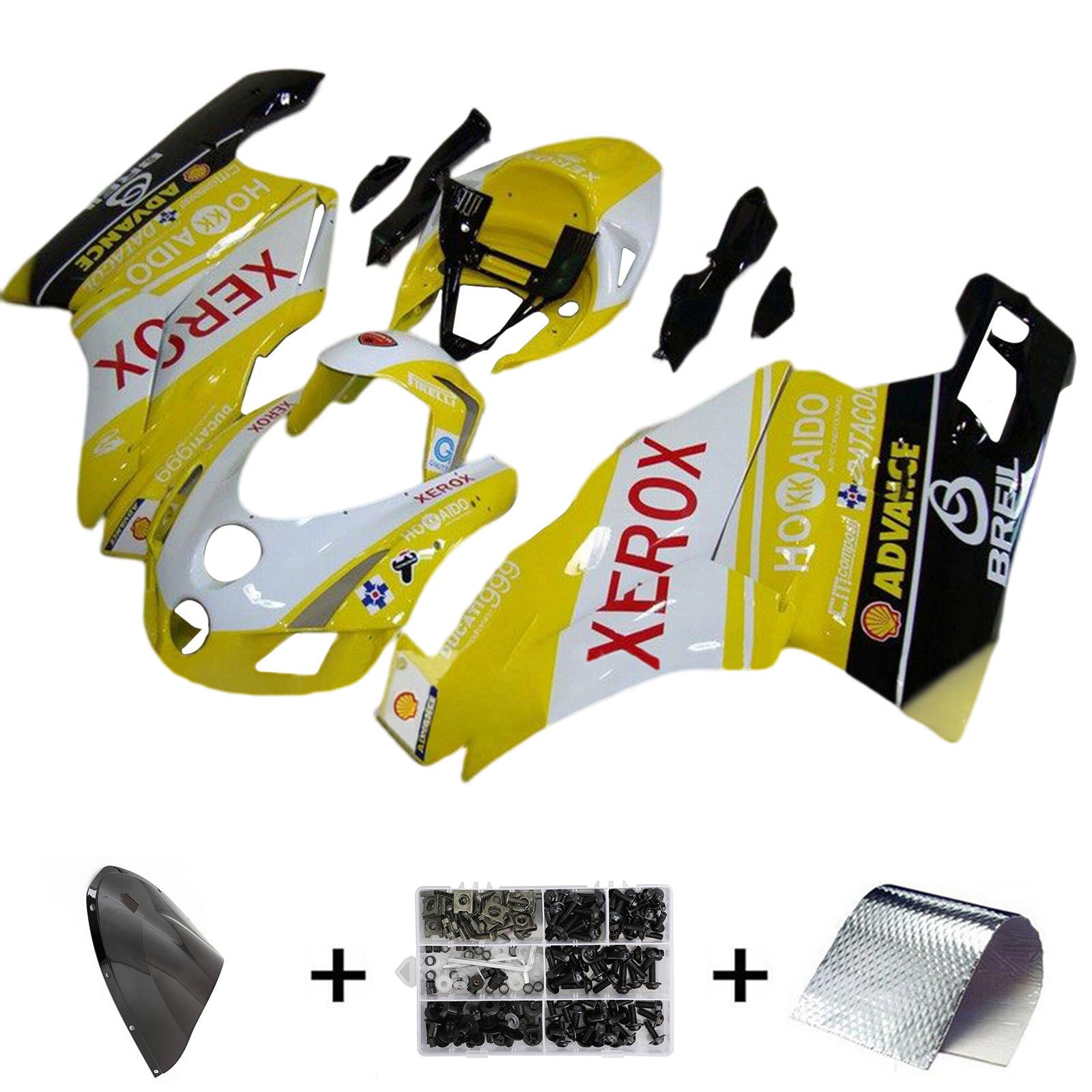 Amotopart 2003 2004 Ducati 999 749 Kit de carenado amarillo Style2