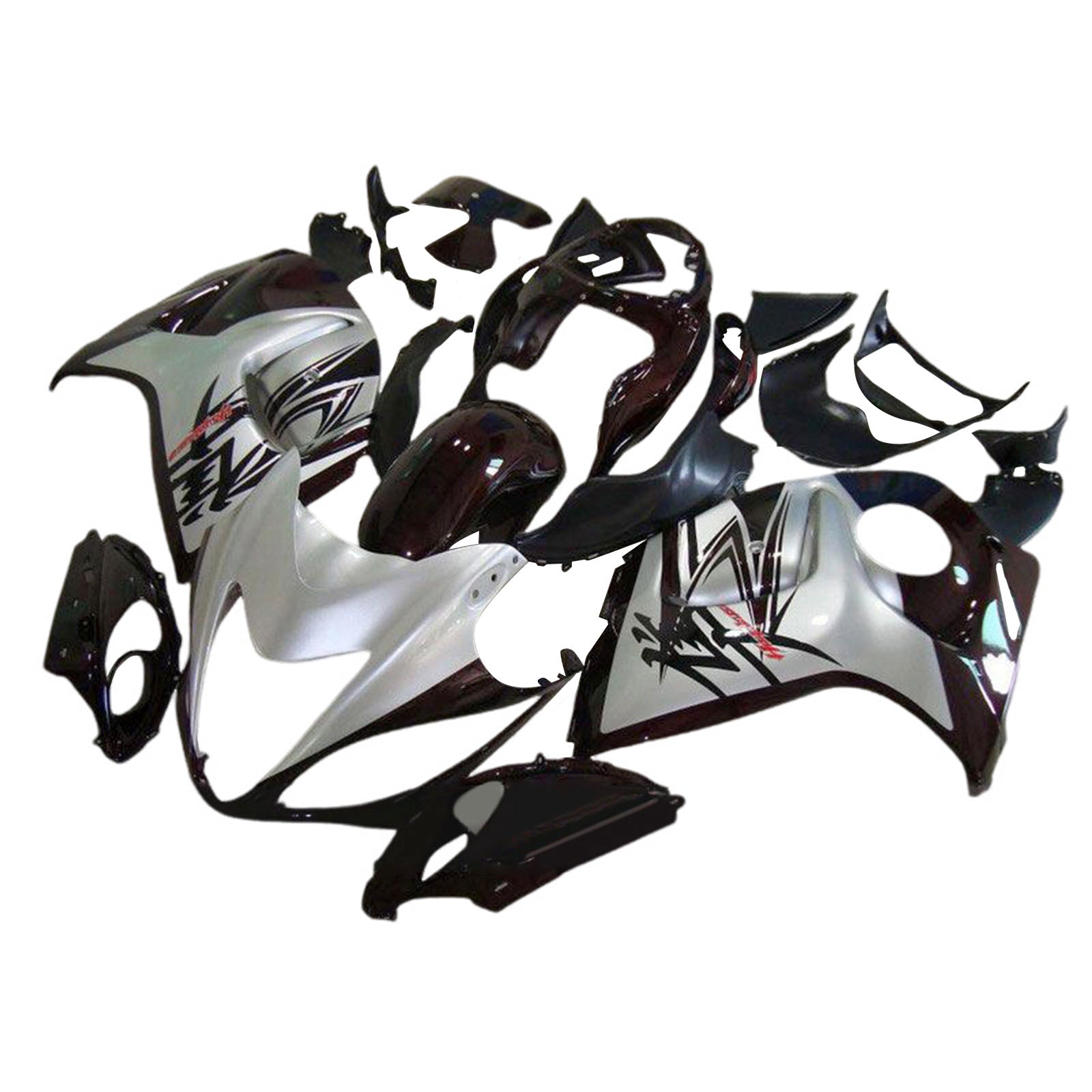 Amotopart 2008-2020 GSX1300R Hayabusa Suzuki Silver&Black Fairing Kit