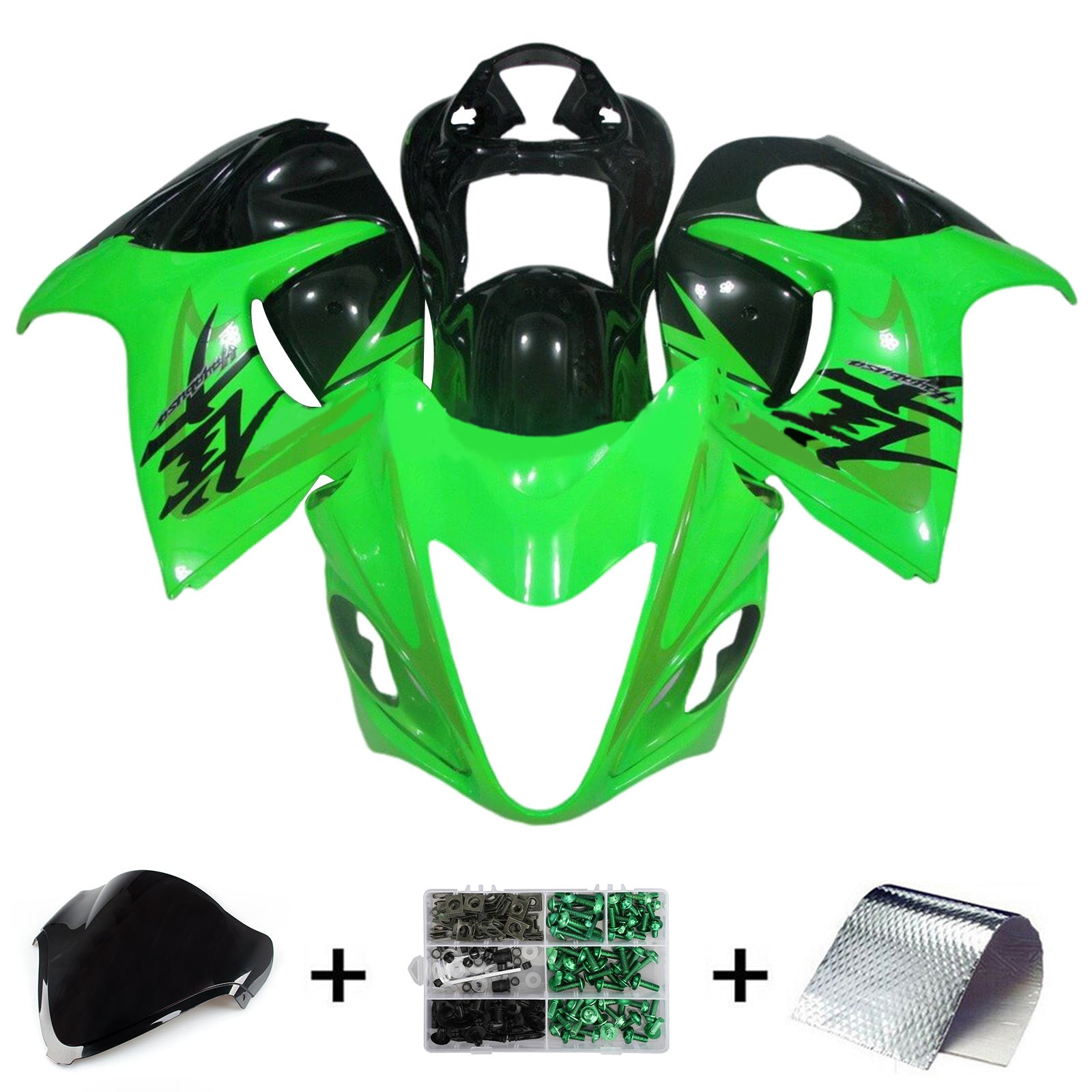 Amotopart 2008-2020 GSX1300R Hayabusa Suzuki Green&Black Fairing Kit