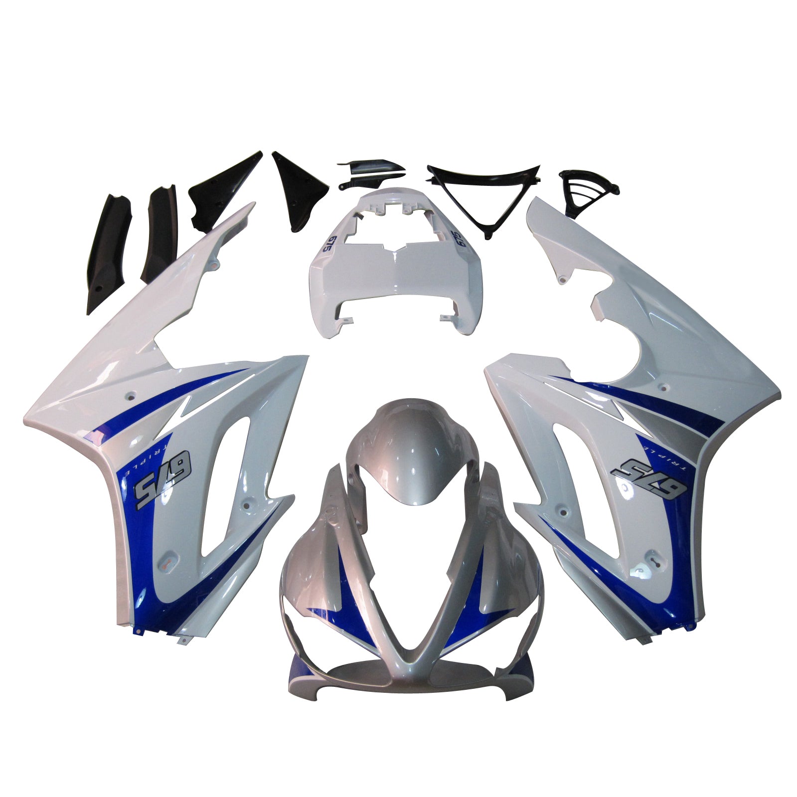 Amotopart 2006-2008 Triumph Daytona 675 Silver White Blue Fairing Kit