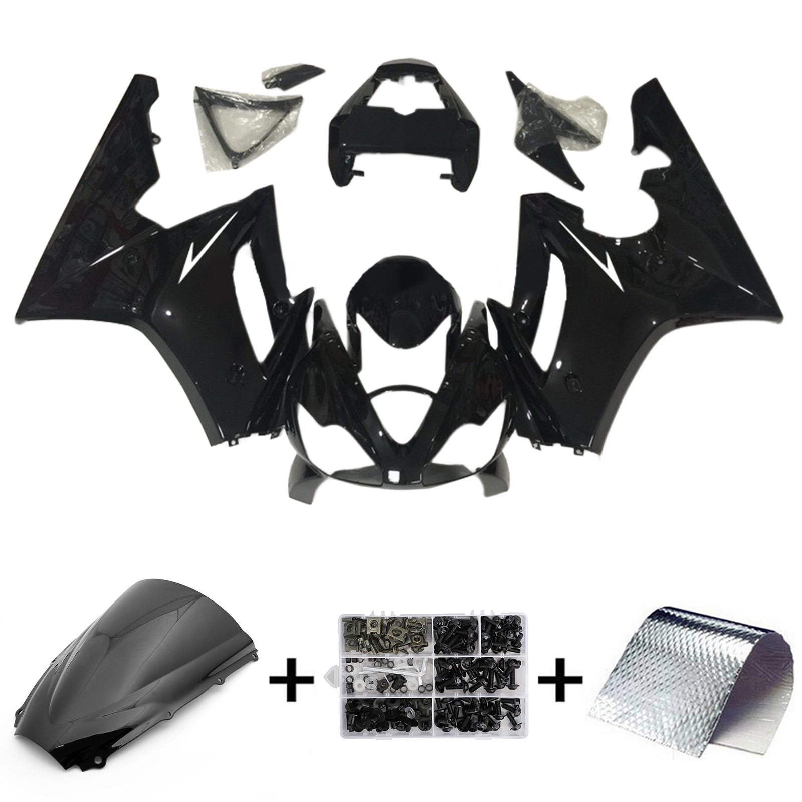 Amotopart 2006-2008 Triumph Daytona 675 Kit de carenado negro Style2