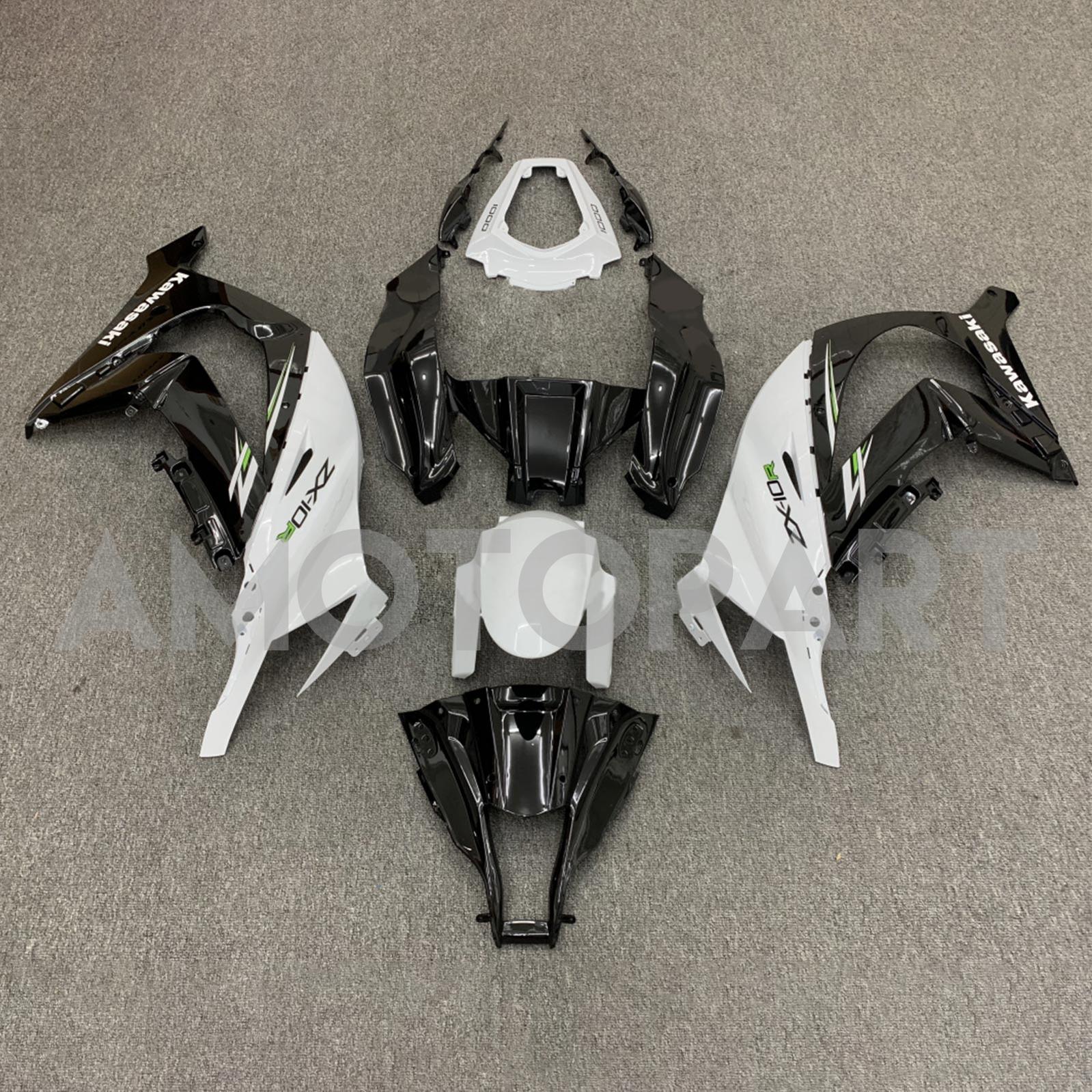 Amotopart 2011-2015 Kawasaki ZX10R ホワイト&ブラック Style2 フェアリングキット