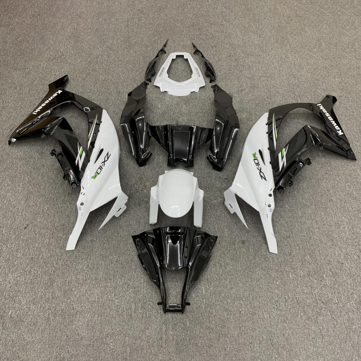 Amotopart 2011-2015 Kawasaki ZX10R Kit de carénage Style2 blanc et noir