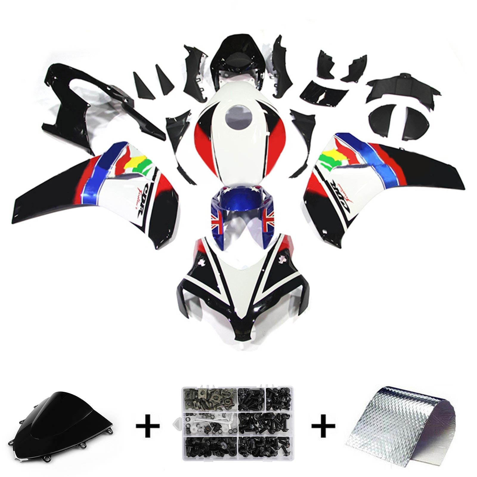 Amotopart 2008-2011 Honda CBR1000RR Kit de carénage multicolore