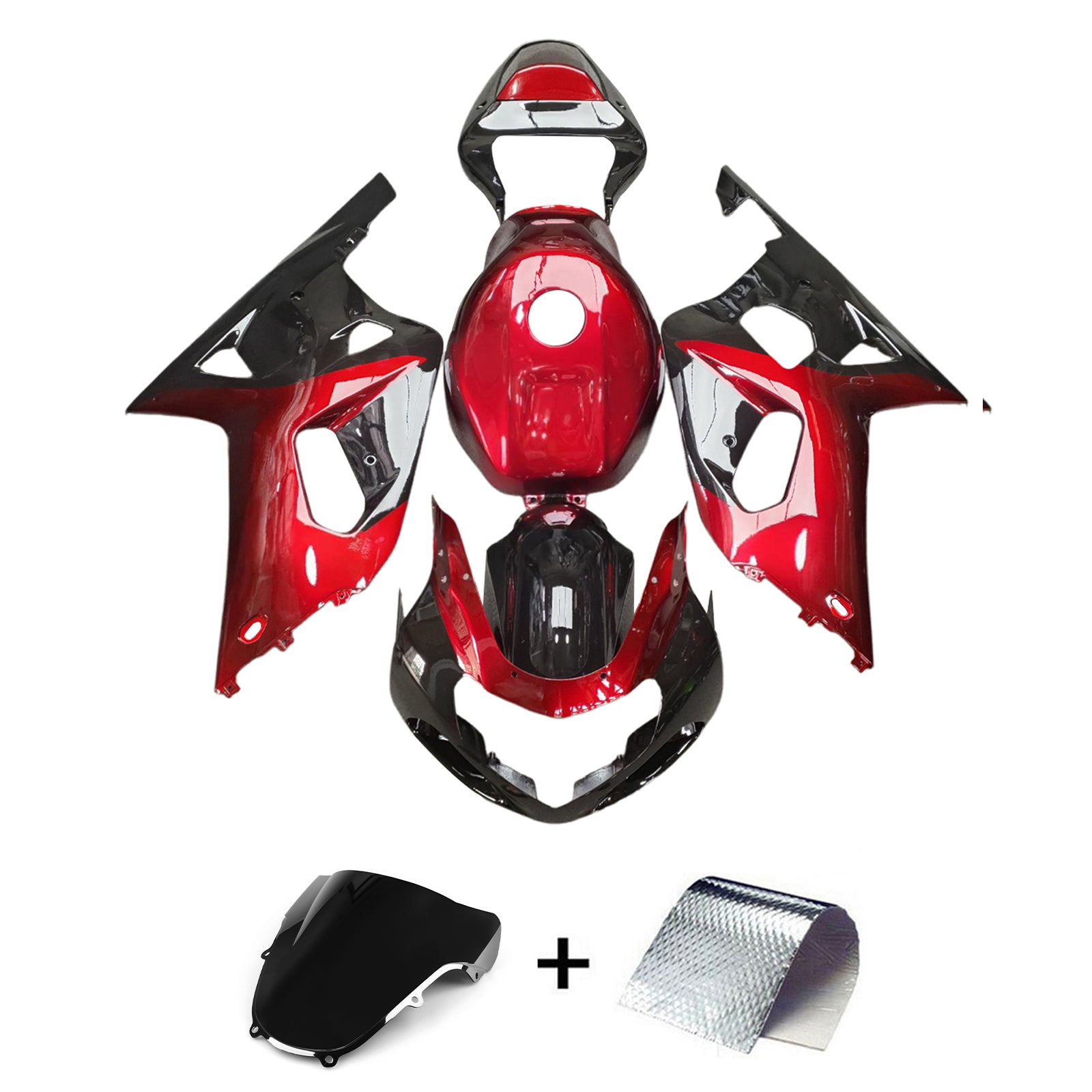Amotopart Suzuki 00-03 GSXR 750 & 01-03 GSXR 600 Red Black Fairing Kit