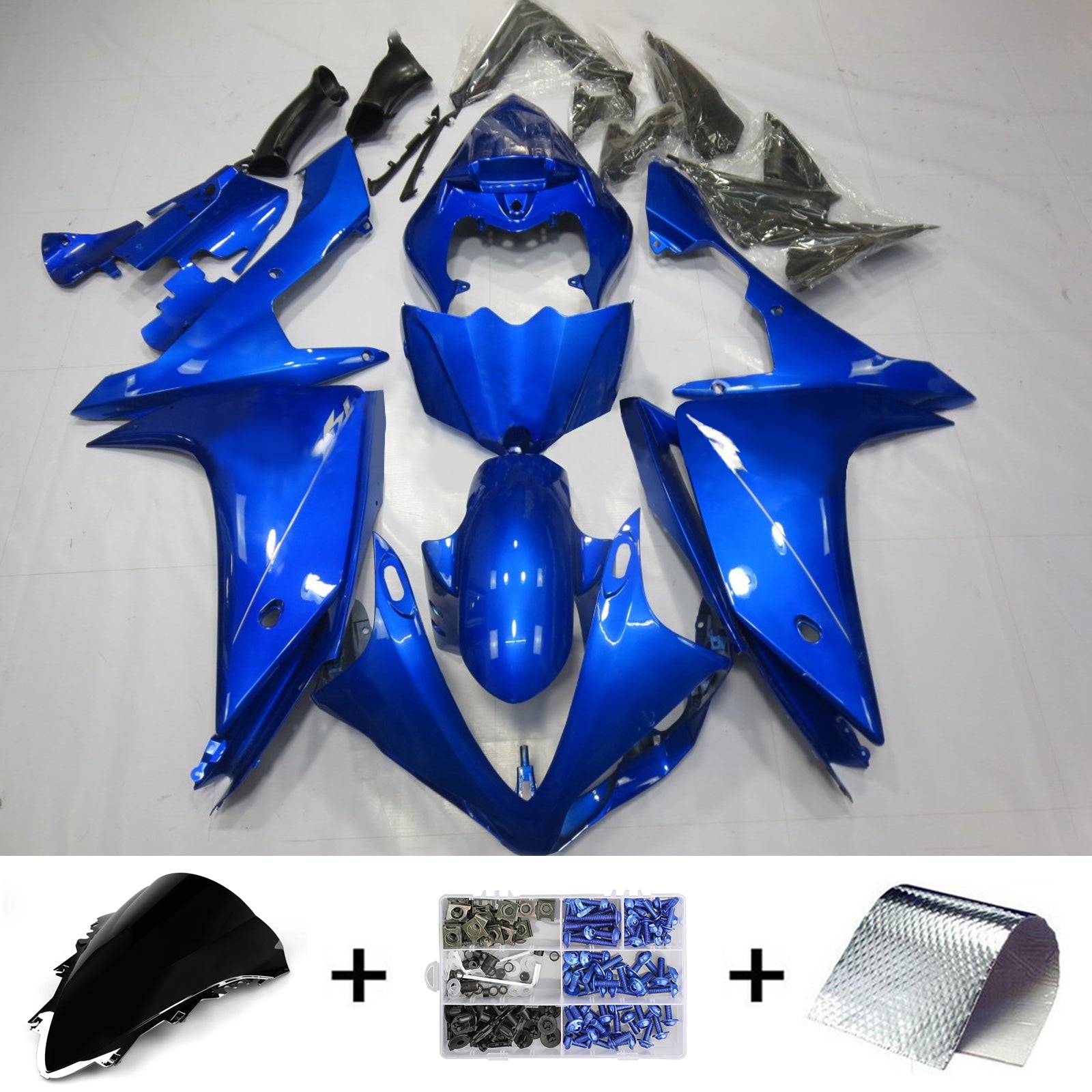Amotopart 2007-2008 Kit carena Yamaha YZF 1000 R1 blu lucido