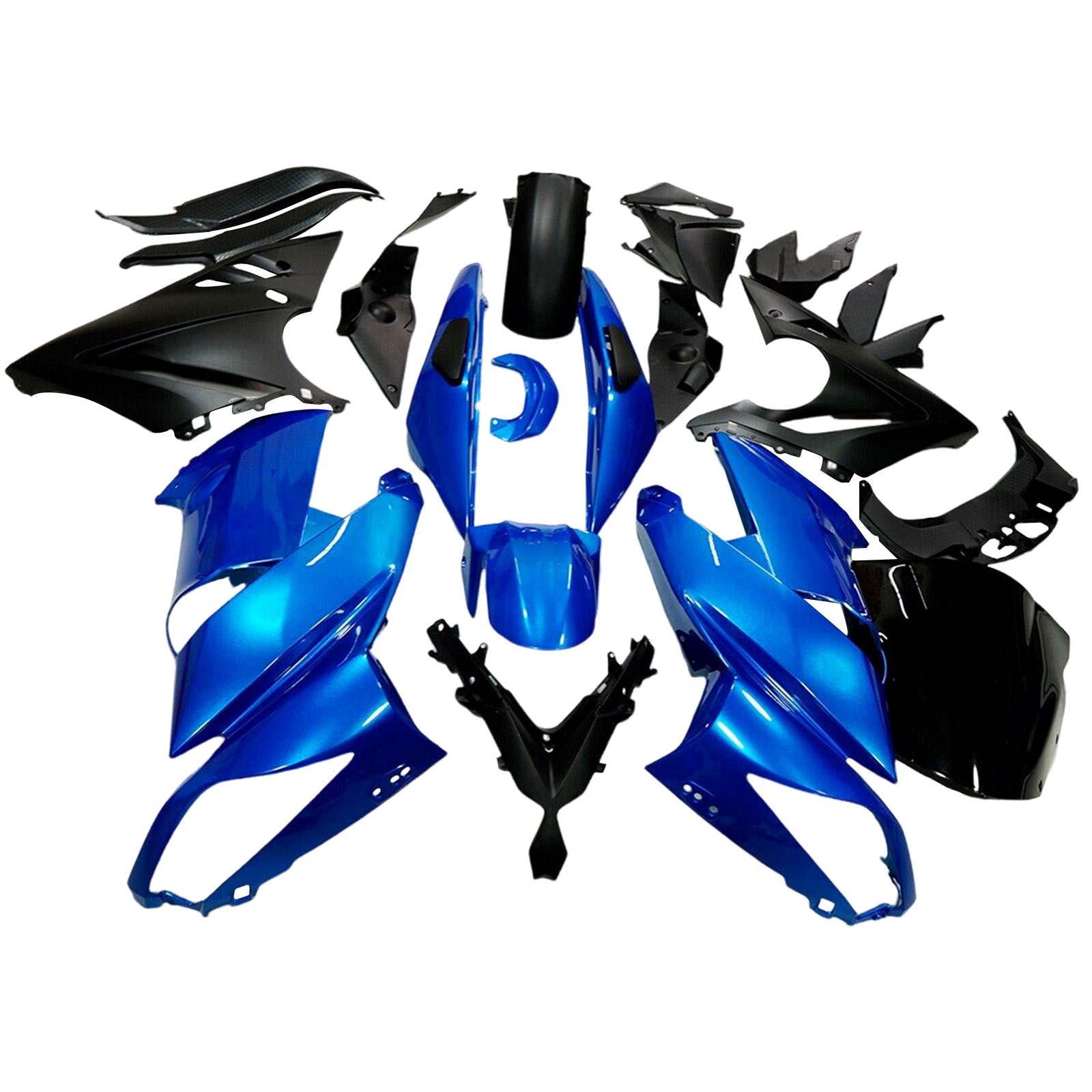 Amotopart 2009-2011 Kawasaki Ninja650 EX650 Kit de carénage noir et bleu