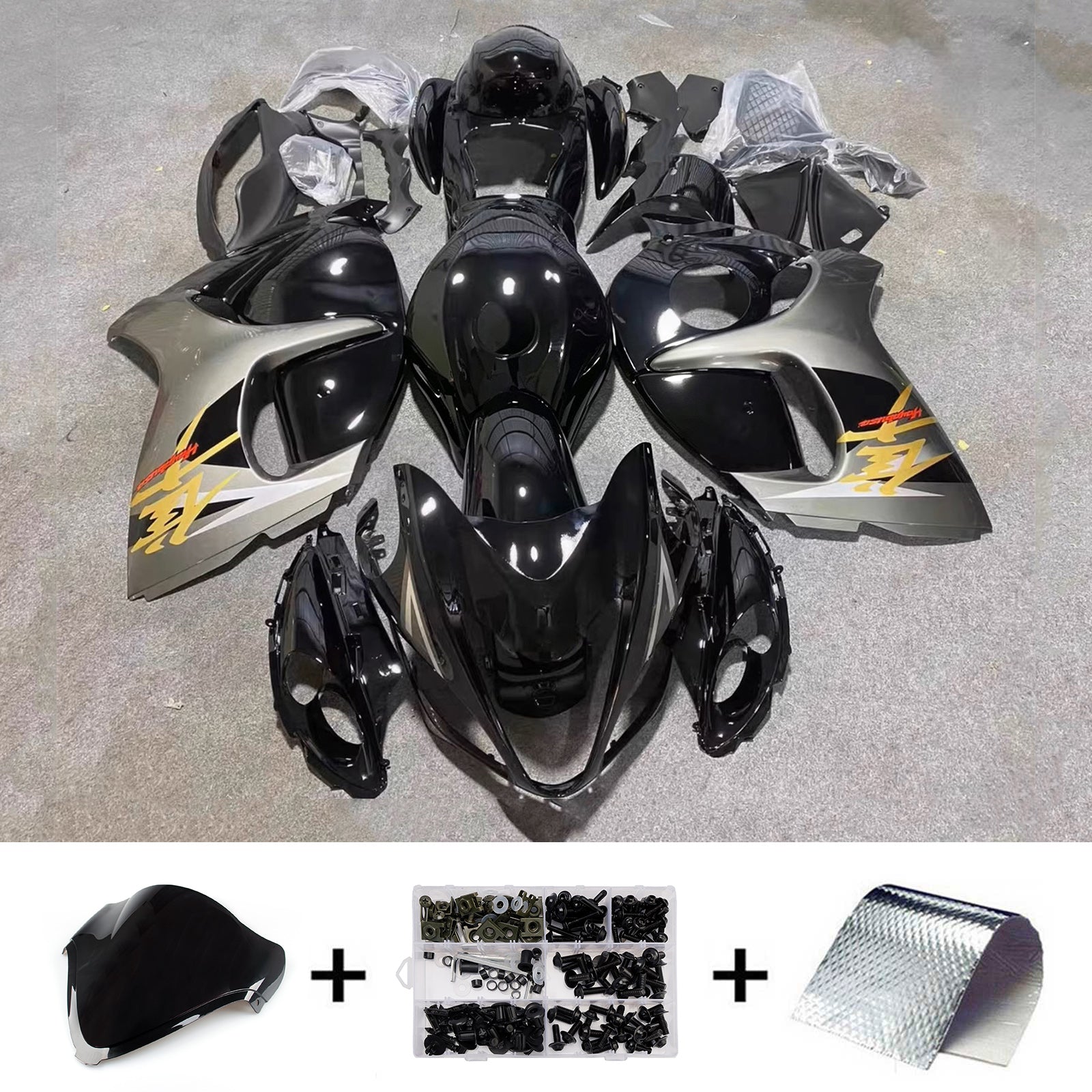 Amotopart 2008-2020 Suzuki Hayabusa GSX1300R sort/sølv kåbesæt