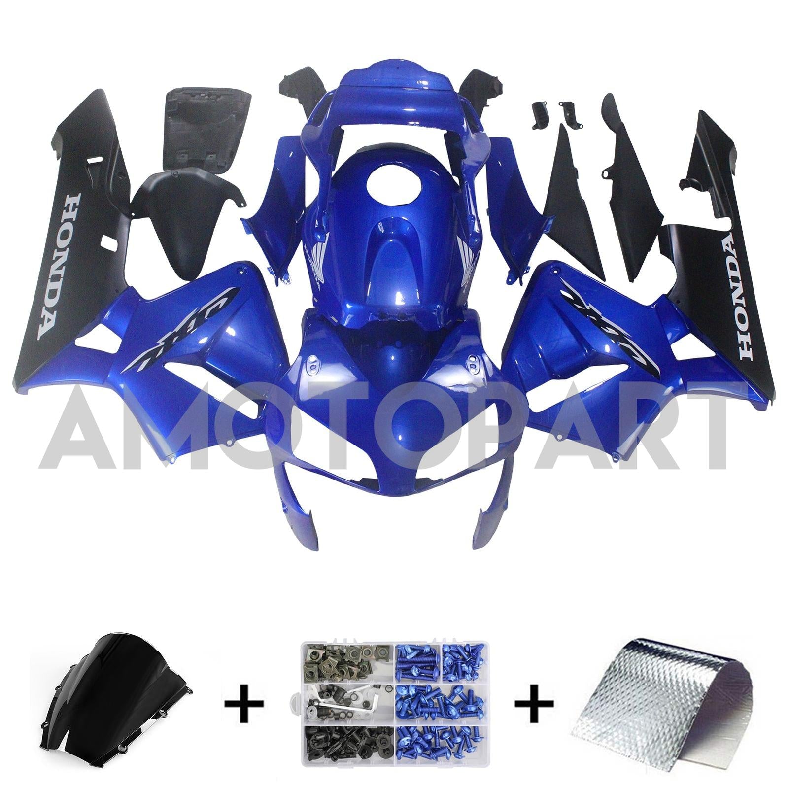 Amotopart 2003–2004 Honda CBR600RR Blau Schwarz Verkleidungsset