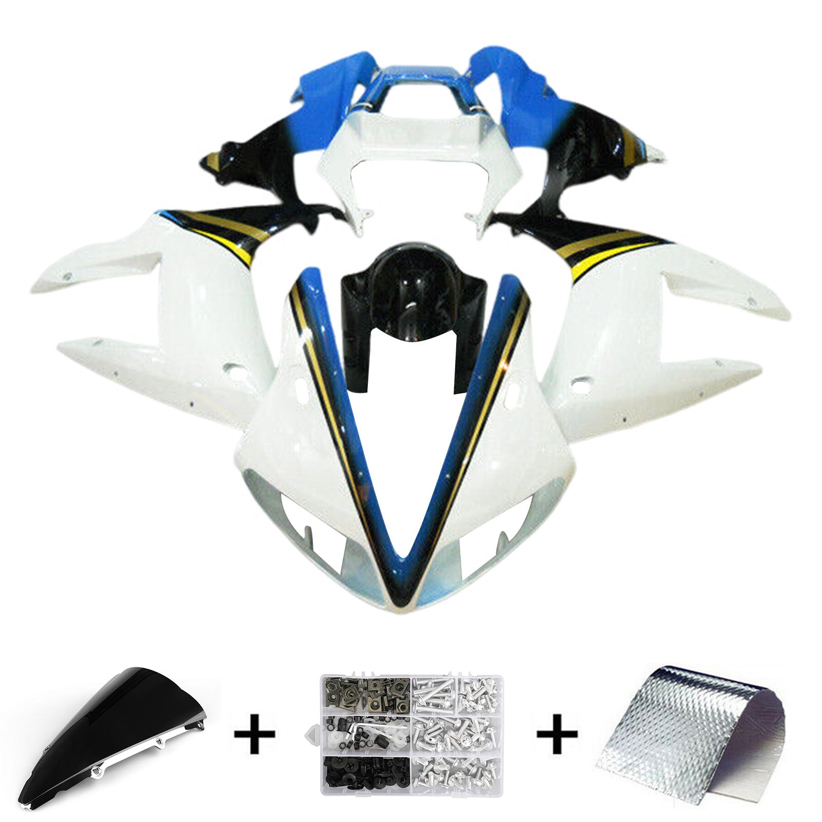 Amotopart 2002-2003 Yamaha YZF R1 Blue Black White Fairing Kit