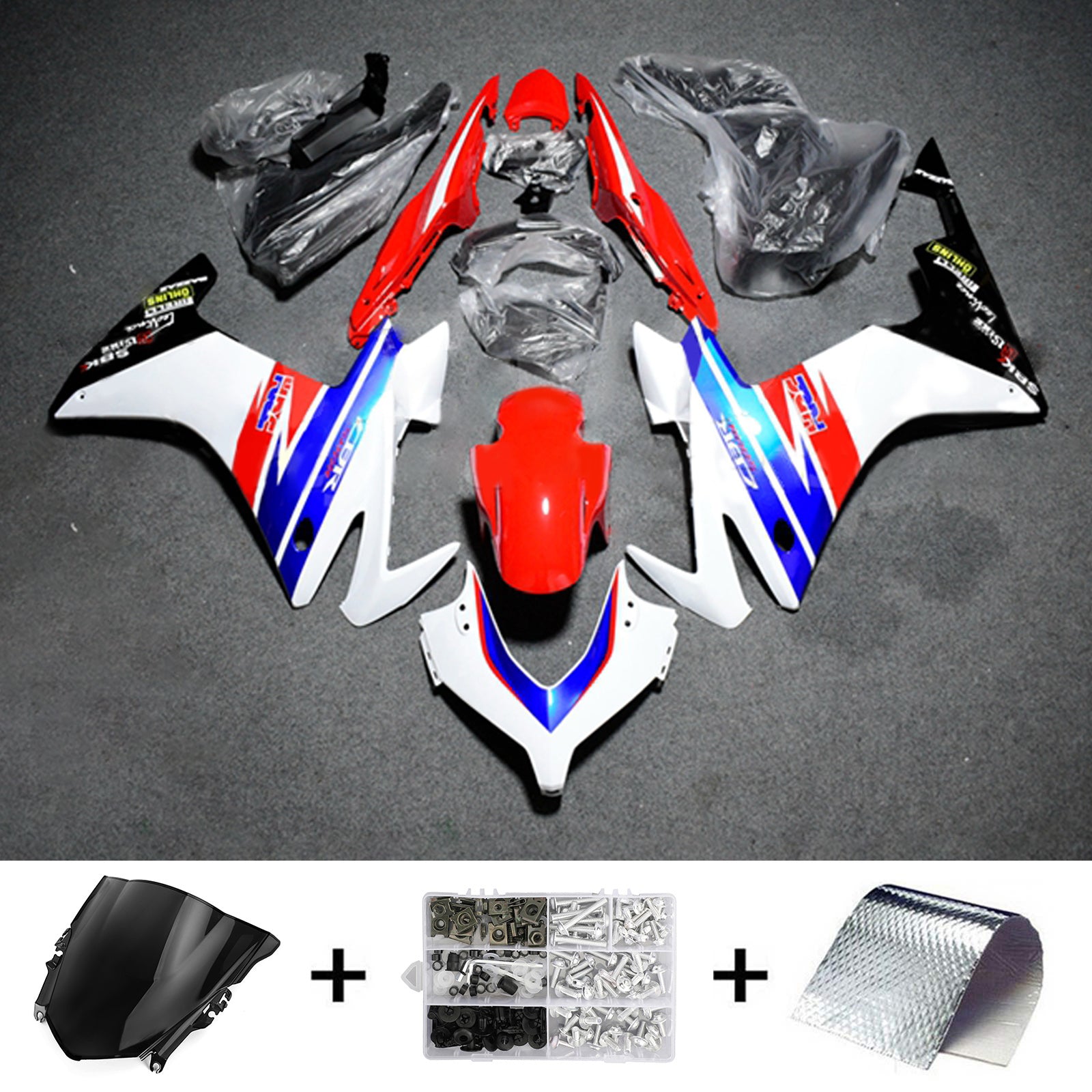 Amotopart 2013-2015 CBR500R Honda Kit de carénage rouge et bleu Style1