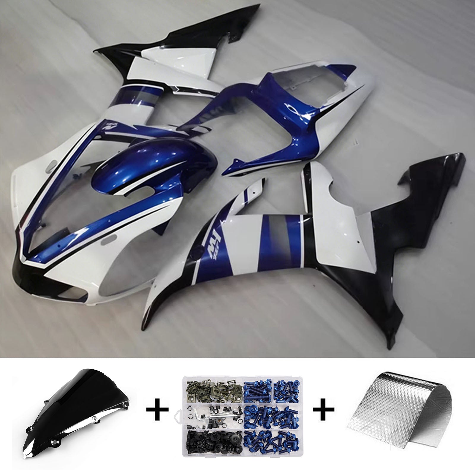 Amotopart 2004-2006 Yamaha YZF 1000 R1 White/Blue Fairing Kit