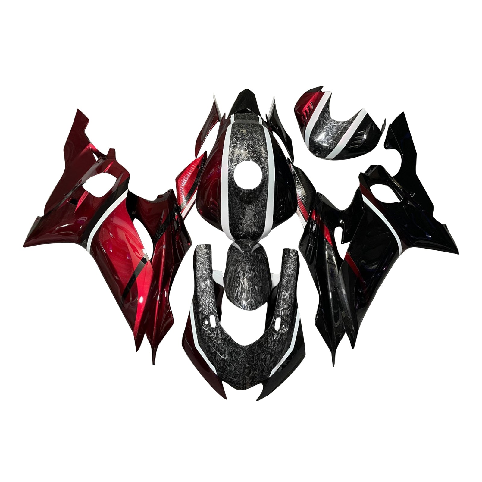 Amotopart 2017-2023 Yamaha YZF-R6 Forged Carbon Fiber Red Fairing Kit