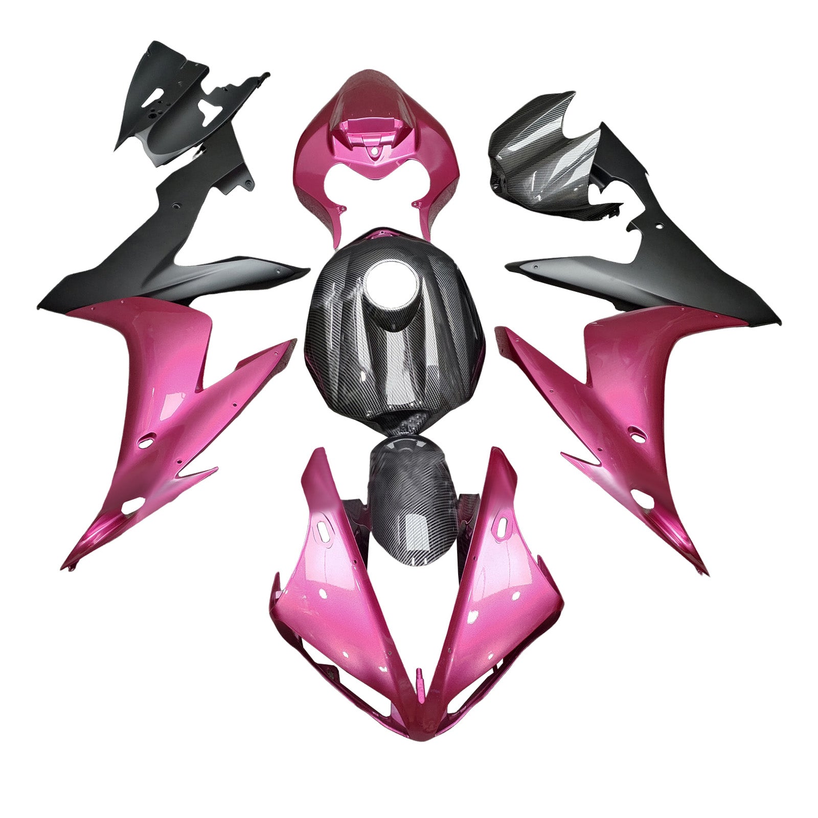 Amotopart 2004-2006 Yamaha YZF-R1 Carbon Fiber Pattern Pink Fairing Kit