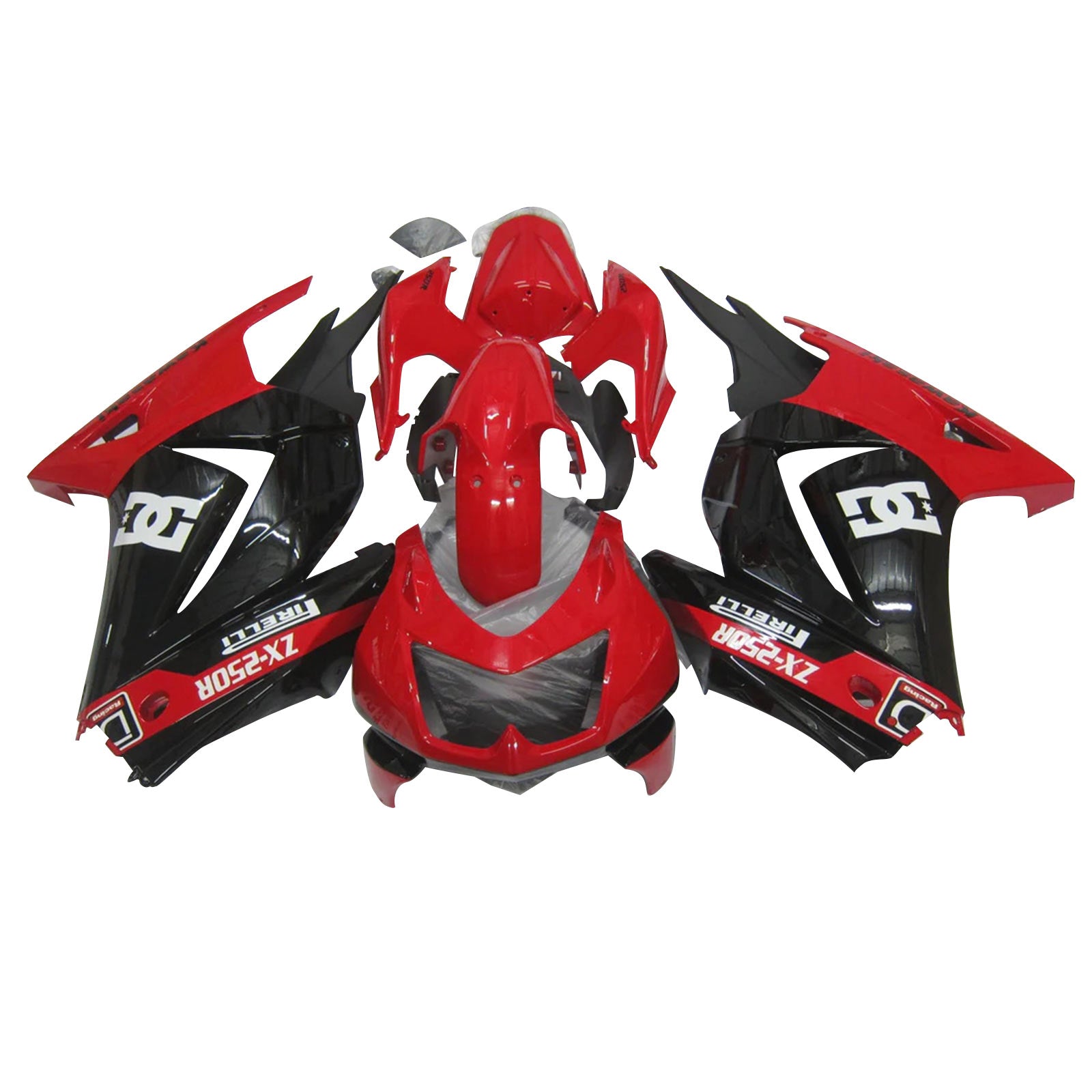 Amotopart 2008-2012 Kawasaki EX250 Ninja250R Kit de carenado negro rojo y blanco