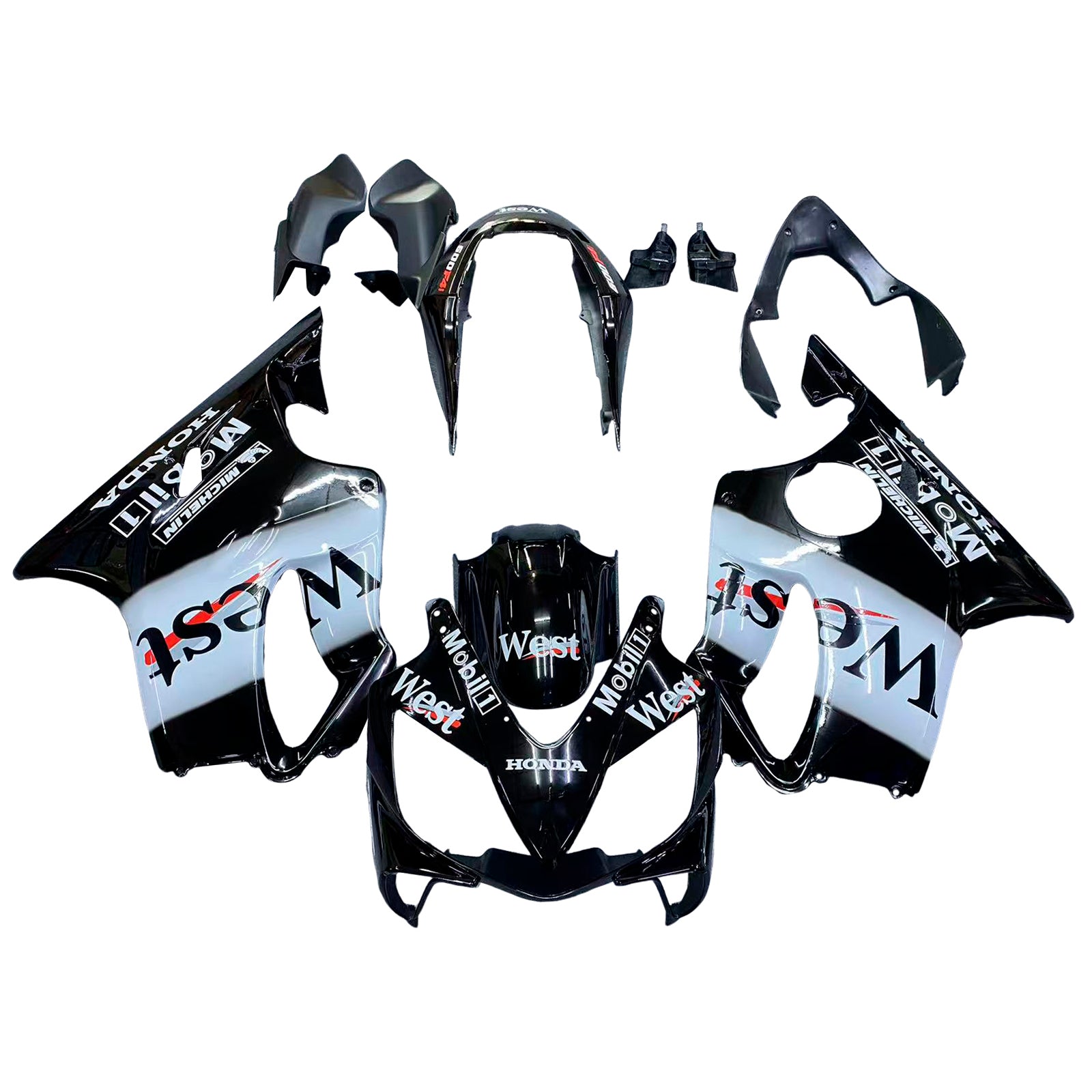 Amotopart 2004-2007 Honda CBR600 F4i Black White Fairing Kit
