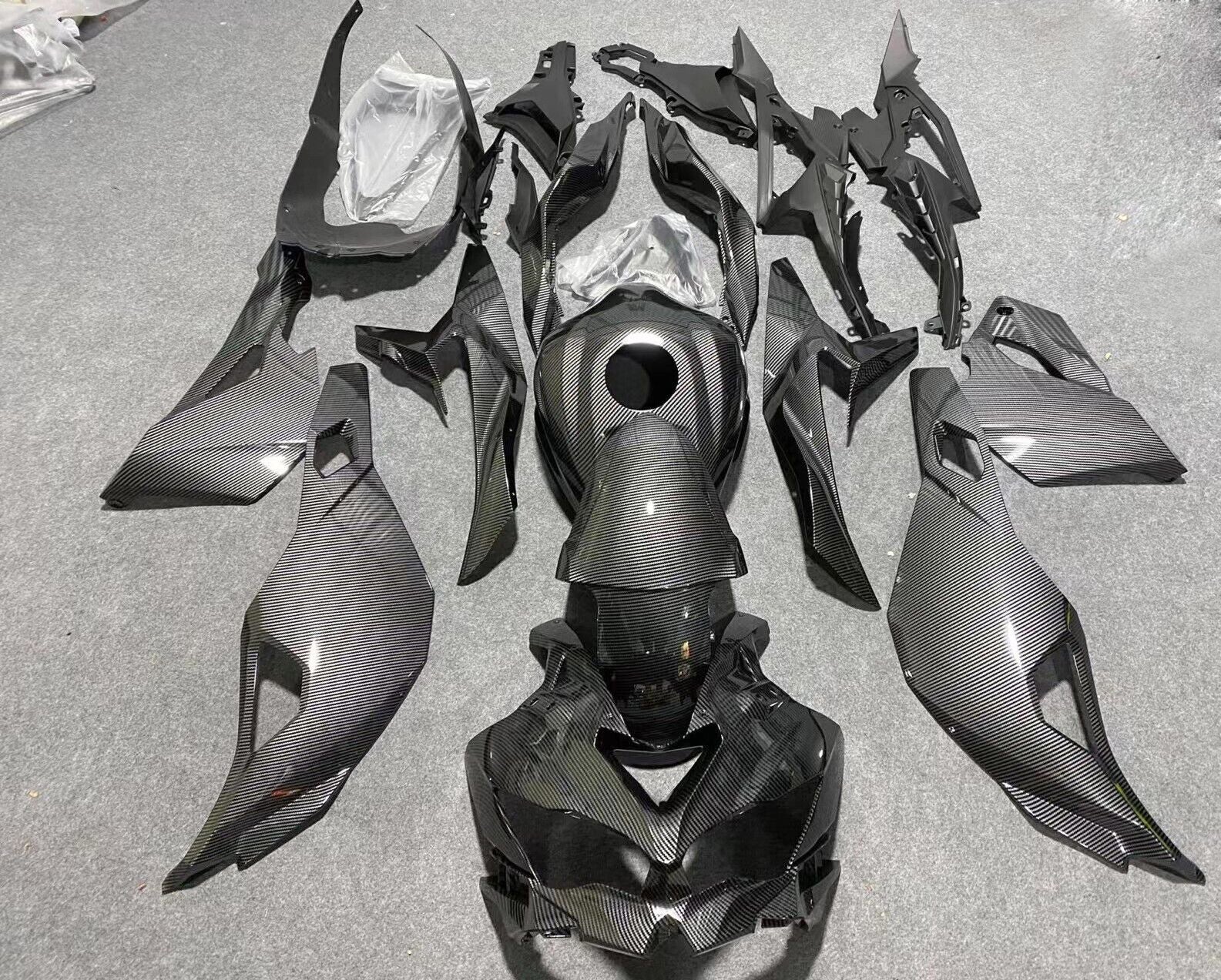 Amotopart 2019-2024 Kawasaki Ninja ZX25R ZX4R ZX4RR Carbon Fiber Black Fairing Kit