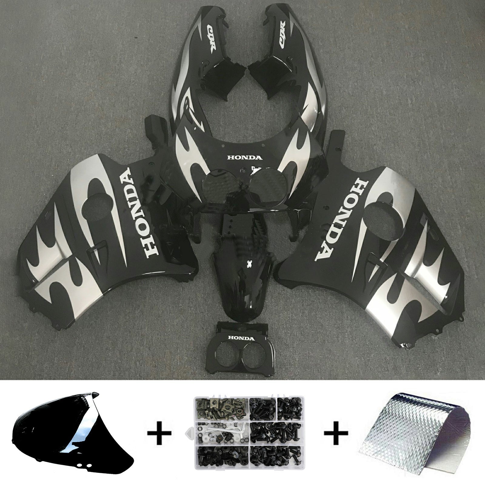 Amotopart 1990-1998 CBR250RR MC22 Honda Matte Black&Grey Fairing Kit