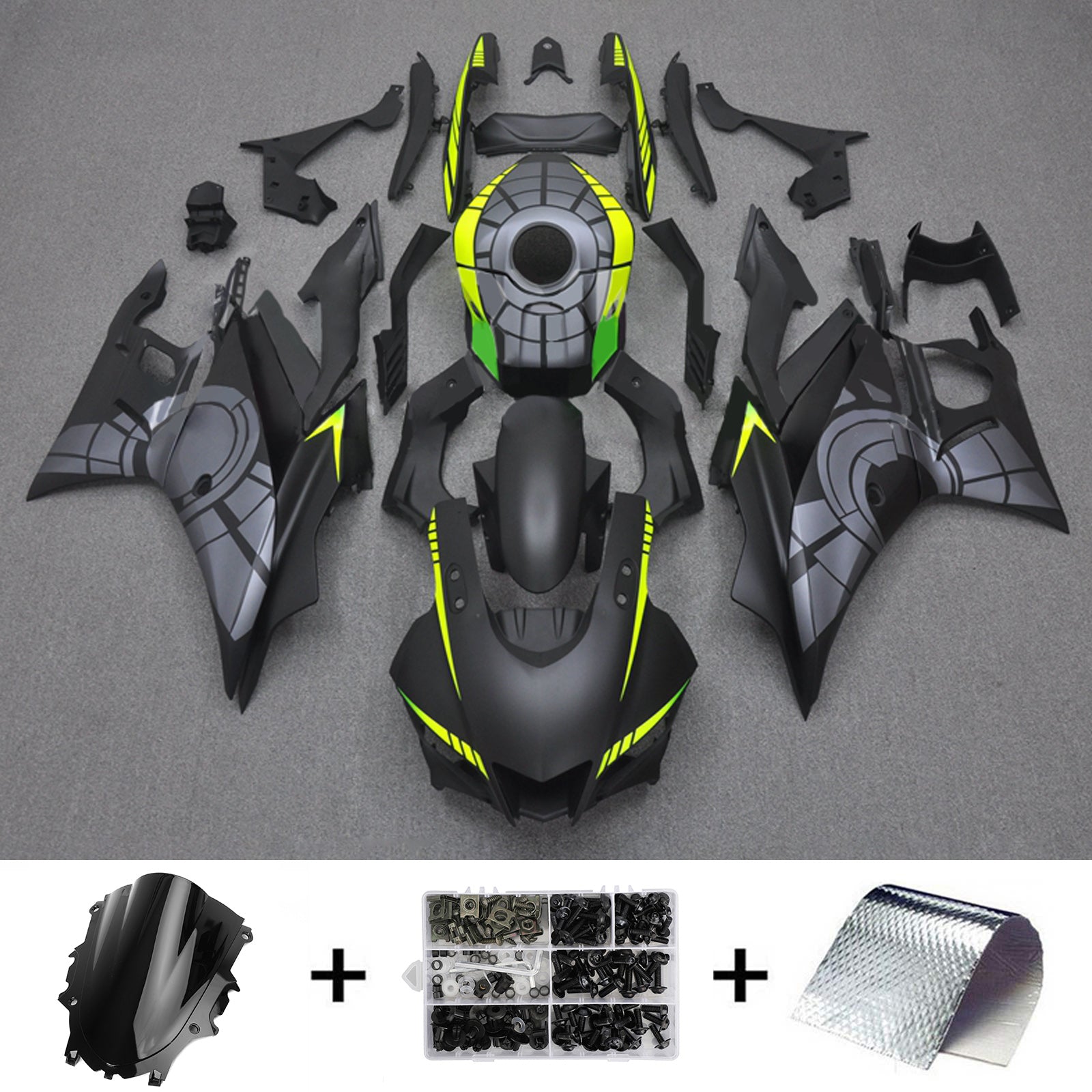 Kit de carénage Amotopart 2022-2024 Yamaha YZF-R3 & R25 noir mat