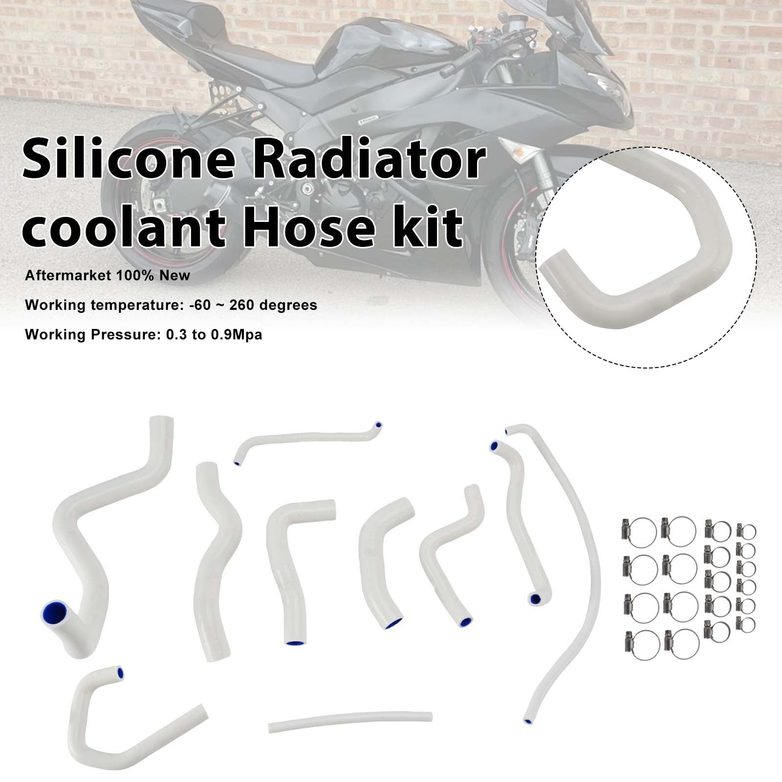 09-26 Kit de mangueira de refrigeração do radiador de silicone Kawasaki Ninja 636 ZX-6R