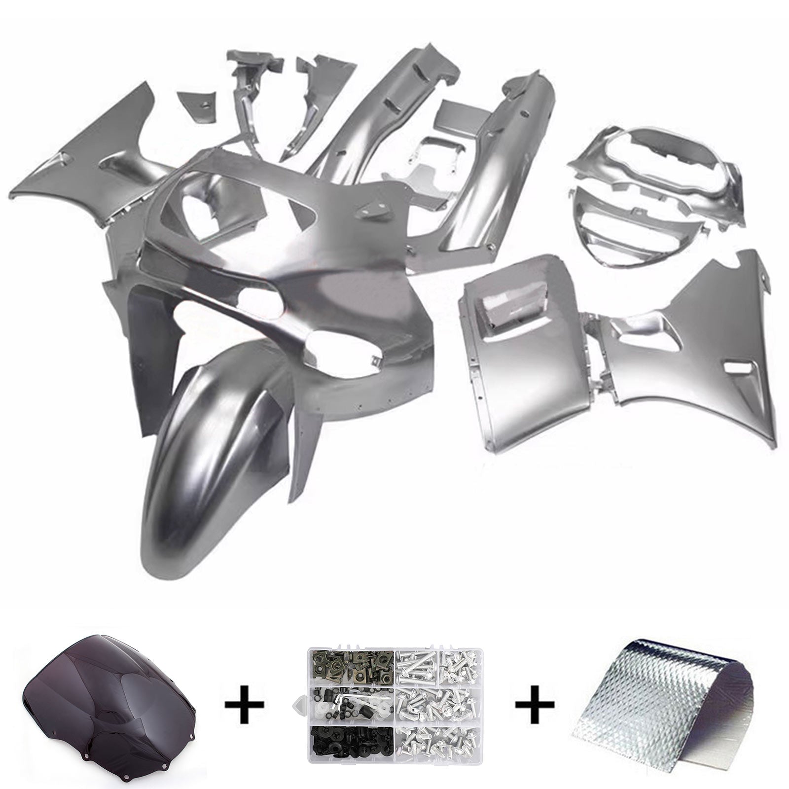 Amotopart ZZR400 1993-2007 ZZR600 1998-2003 Kawasaki Kit de carenado plateado