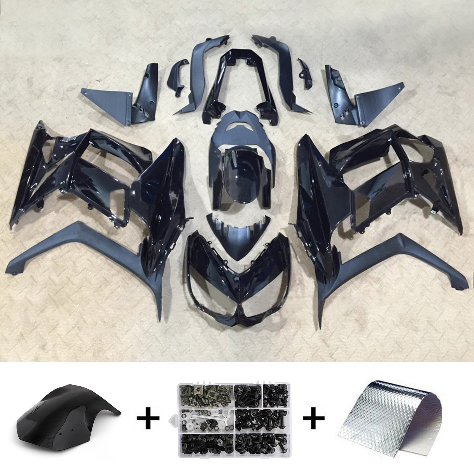 z1000 カーボンファイバー ブラックカウル セット Amotopart 2010-2015 Kawasaki Z1000SX ブラック フェアリングキット