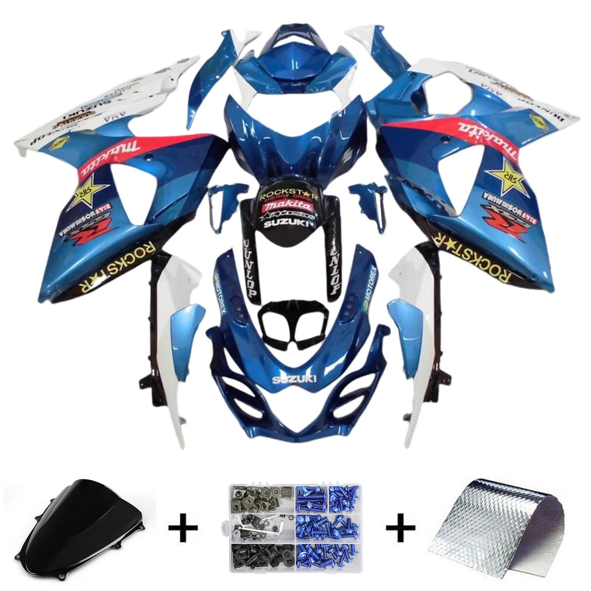 Amotopart 2009-2016 K9 GSXR1000 Suzuki blanco y azul estilo 6 kit de carenado