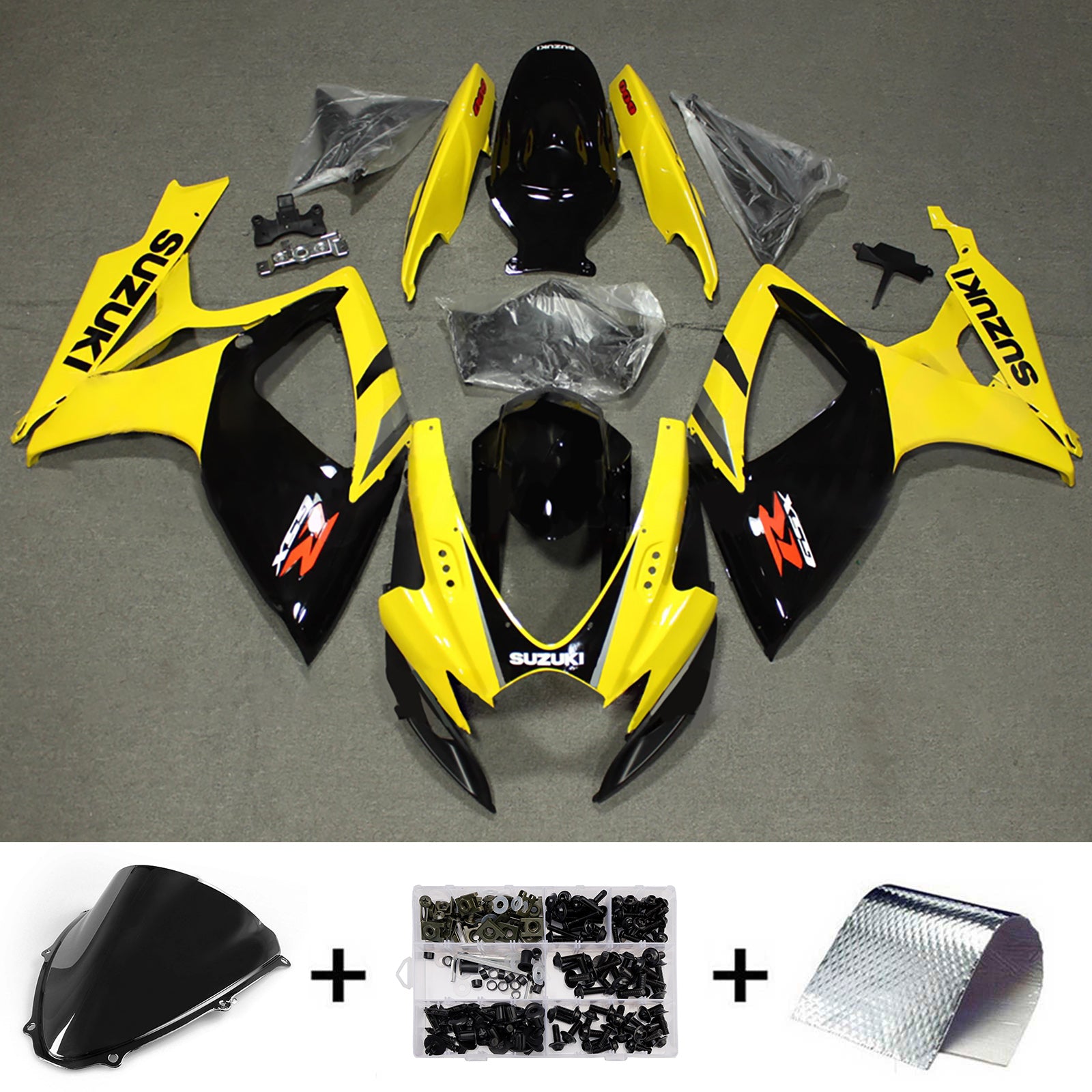Amotopart 2006-2007 Suzuki GSXR 600/750 Yellow Black Fairing Kit