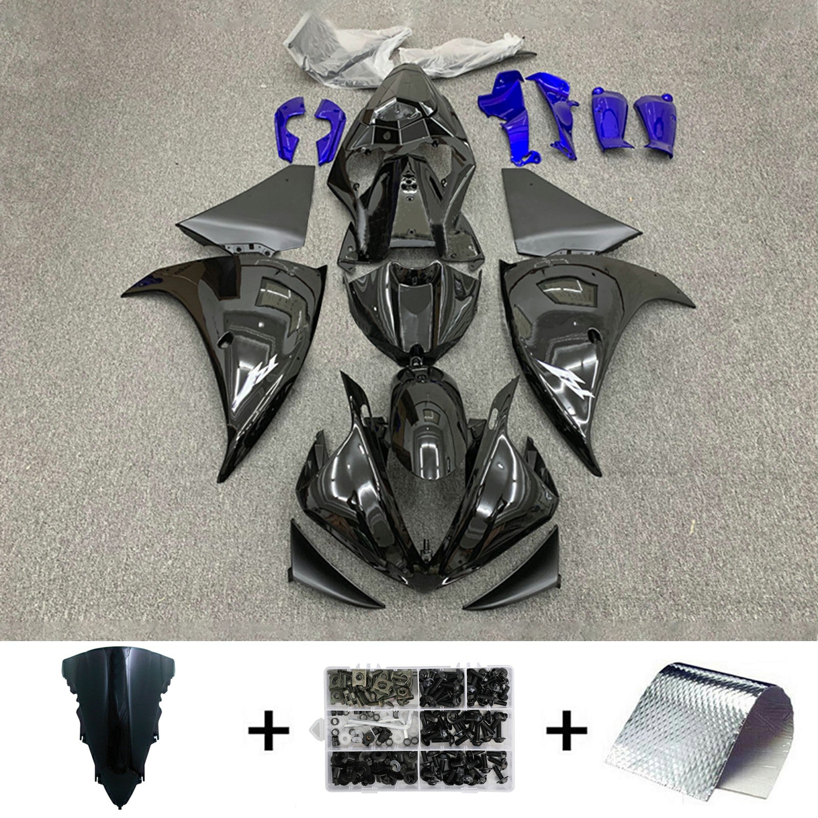 Amotopart 2009-2011 Yamaha YZF 1000 R1 Kit de carenado negro brillante