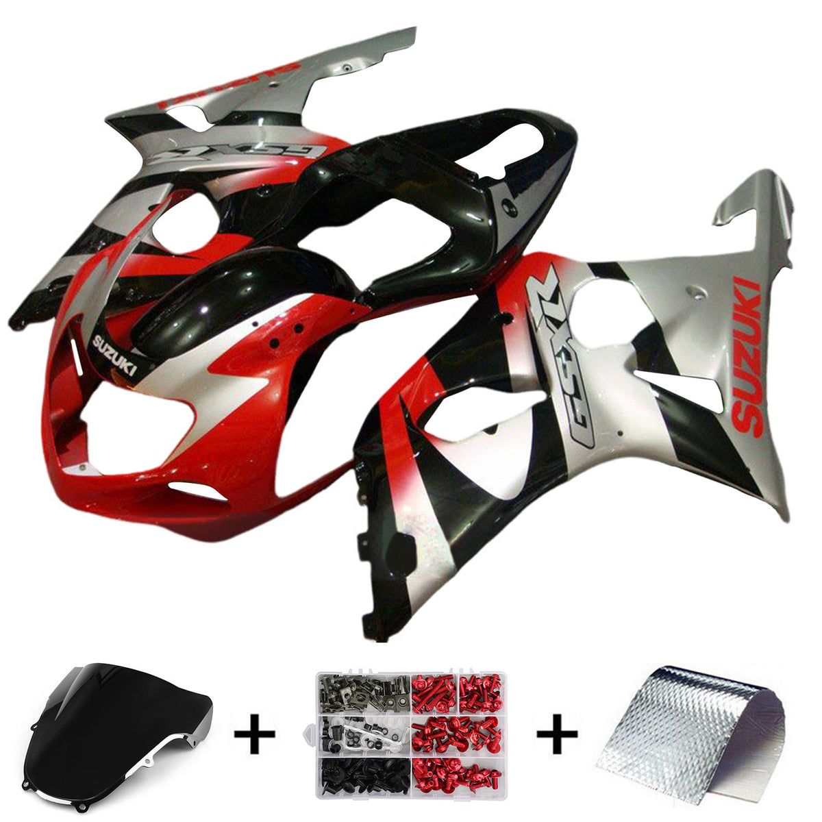 Amotopart 2001-2003 GSXR600 2000-2003 GSXR750 K1 Suzuki Red Grey Fairing Kit