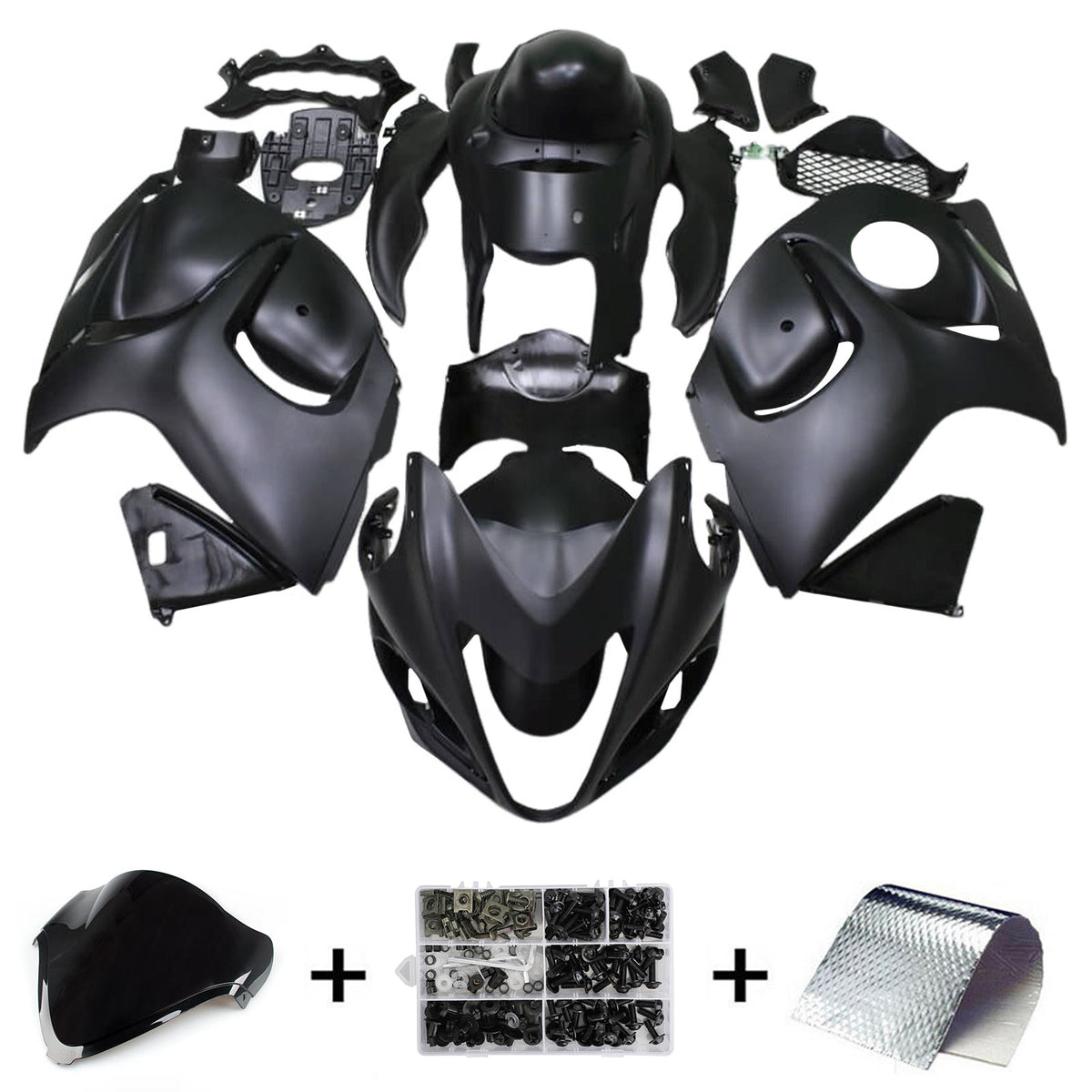 Amotopart 2008-2020 GSX1300R Hayabusa Suzuki Kit de carénage noir mat