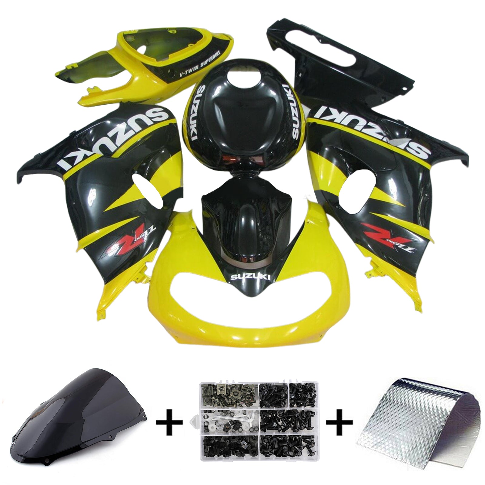 Amotopart 1998-2003 TL1000R Suzuki Kit de carénage noir et jaune